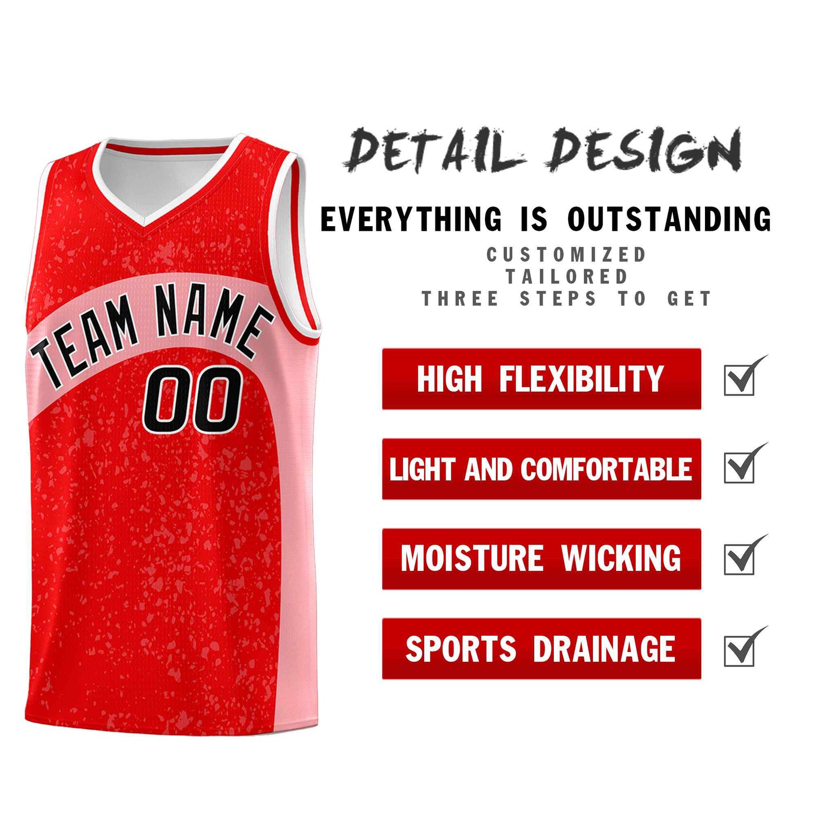 Custom Light Red Light Pink Dot Graffiti Pattern Irregular Team Names Sports Uniform Basketball Jersey