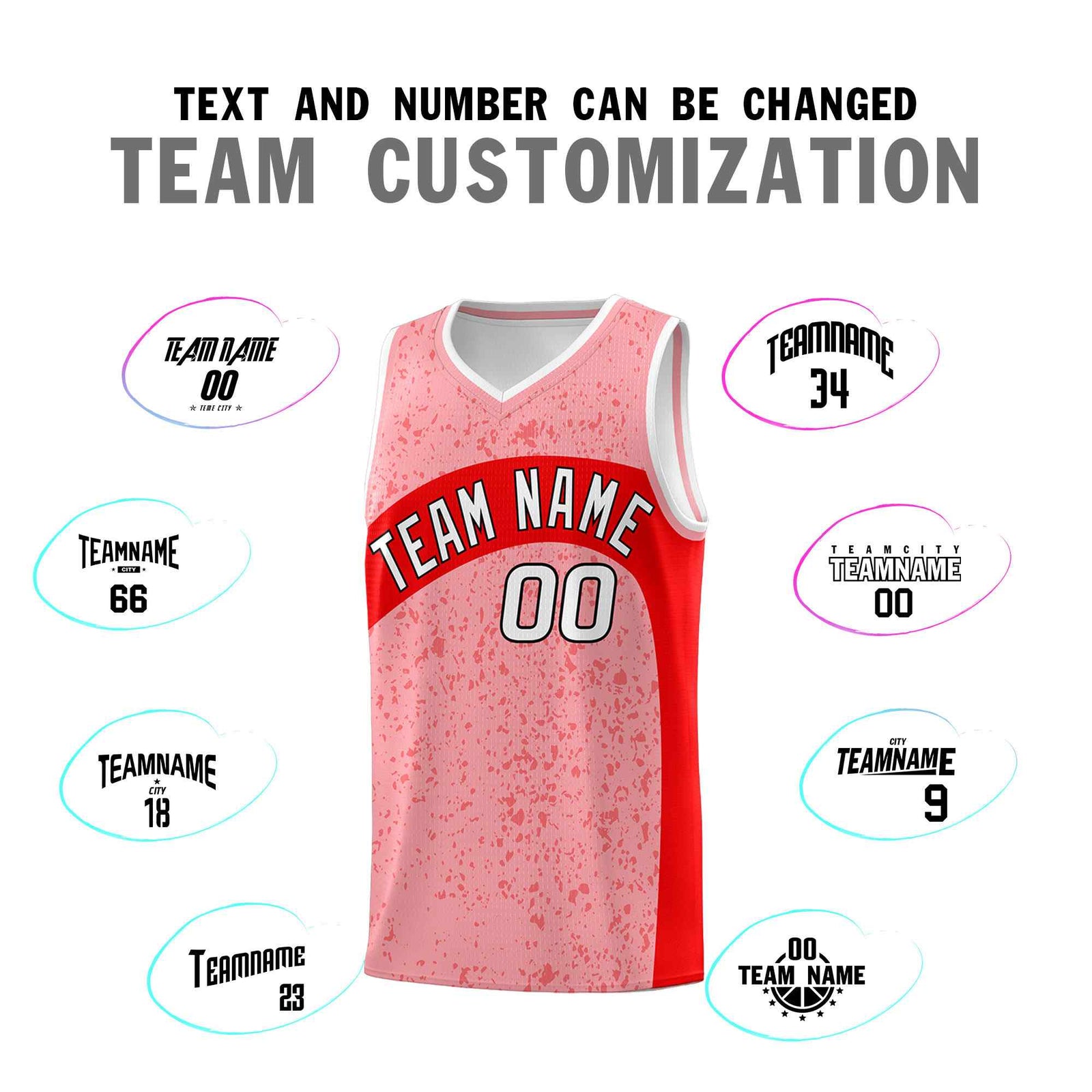 Custom Light Pink Light Red Dot Graffiti Pattern Irregular Team Names Sports Uniform Basketball Jersey
