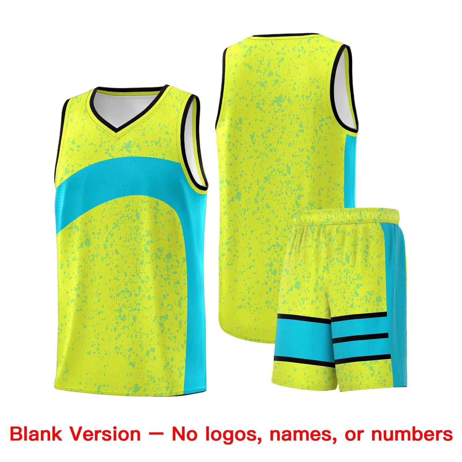 Custom Fluorescent Green Sky Blue Dot Graffiti Pattern Irregular Team Names Sports Uniform Basketball Jersey| KXKSHOP