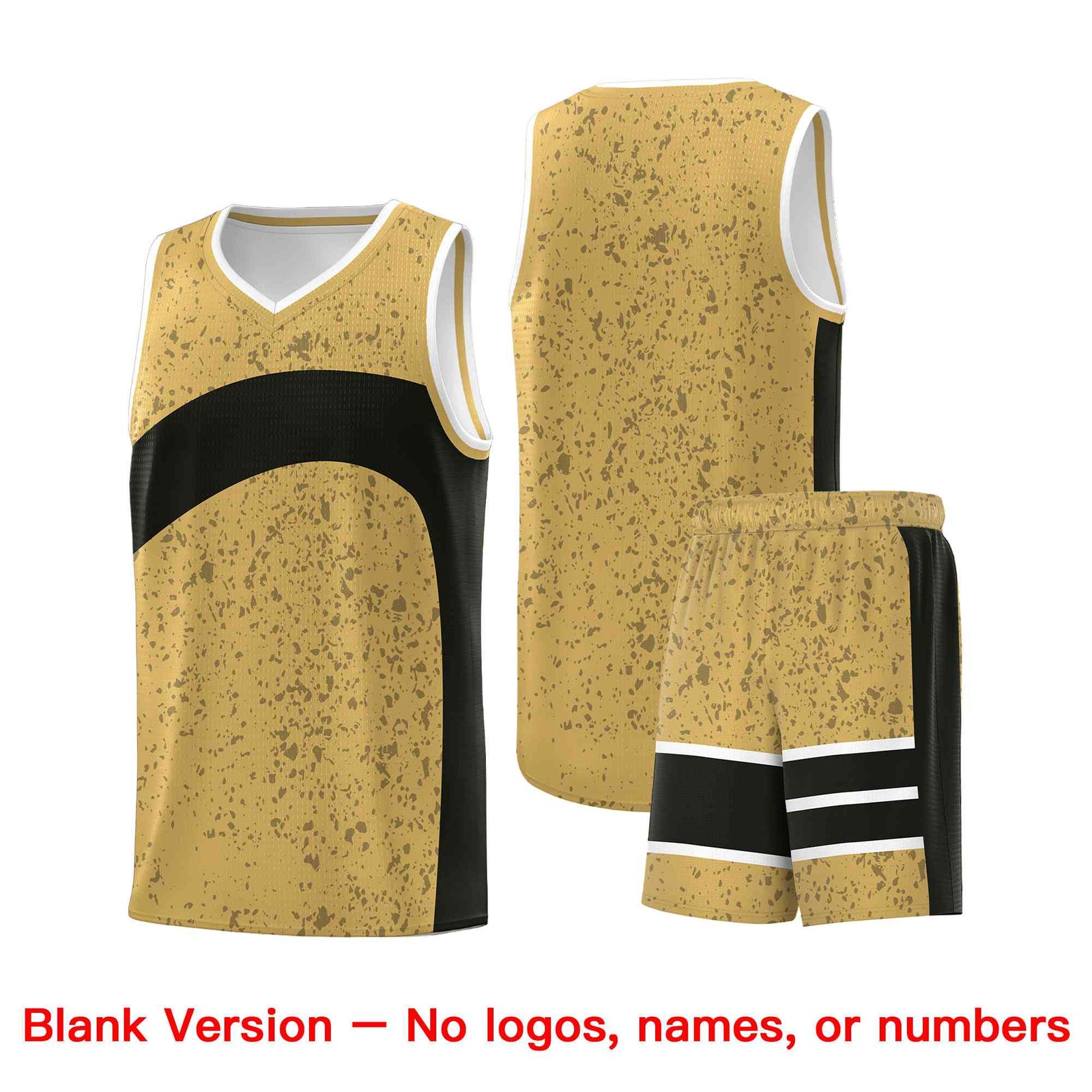 Custom Old Gold Black Dot Graffiti Pattern Irregular Team Names Sports Uniform Basketball Jersey| KXKSHOP