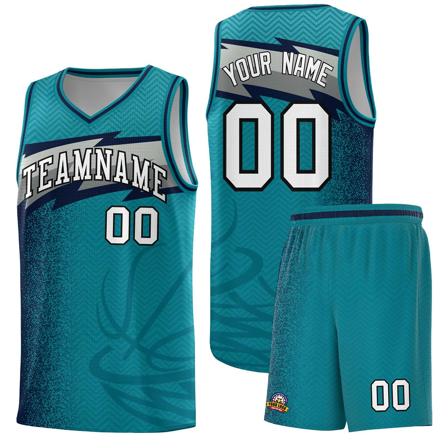 Custom Aqua Dot Scatter Graffiti Pattern Sports Uniform Basketball Jersey