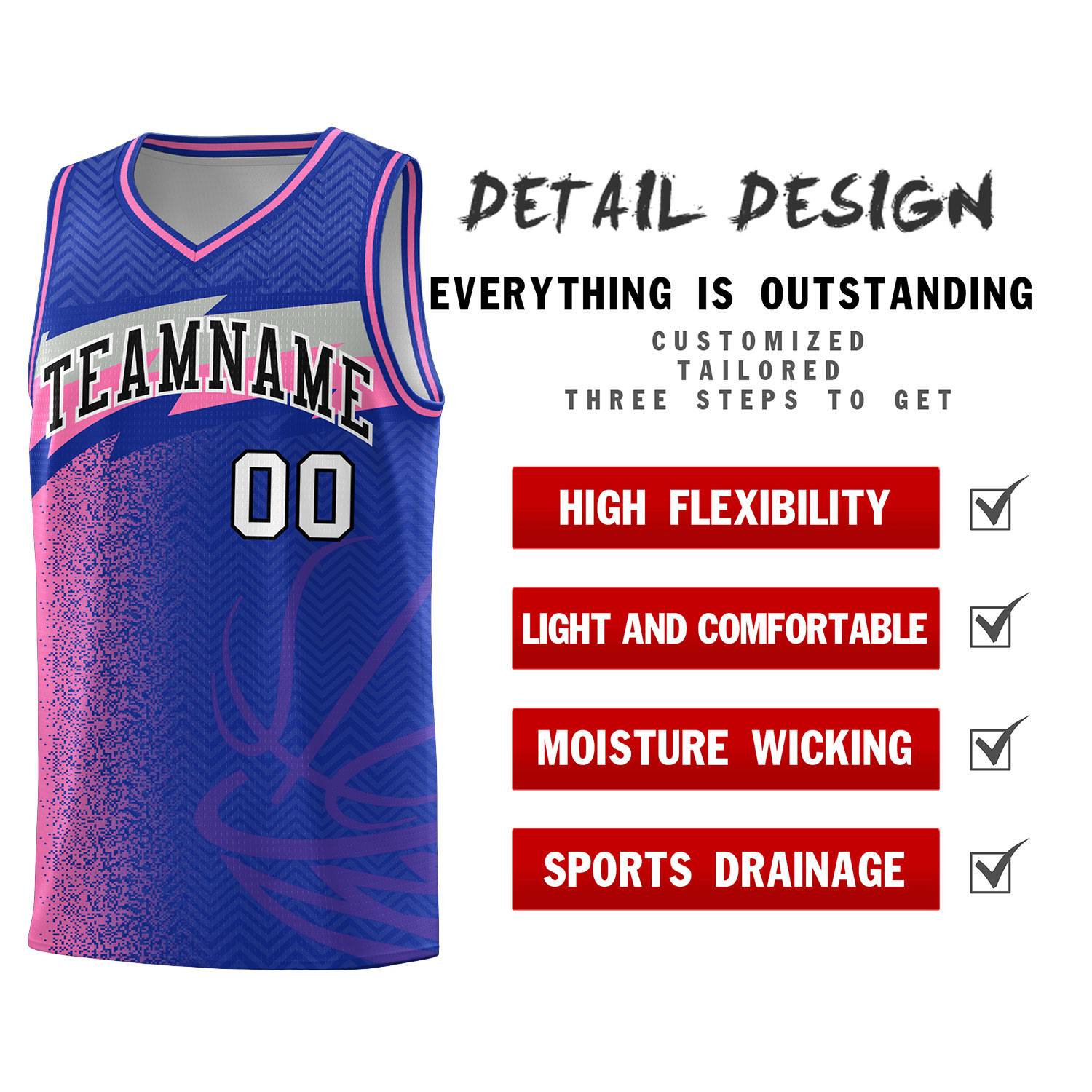 Custom Royal Dot Scatter Graffiti Pattern Sports Uniform Basketball Jersey