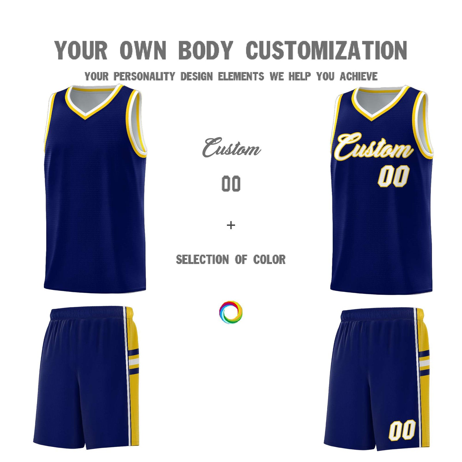 Custom Youth Basketball Jersey - Navy Gold Two-Tone Varsity Jersey Set