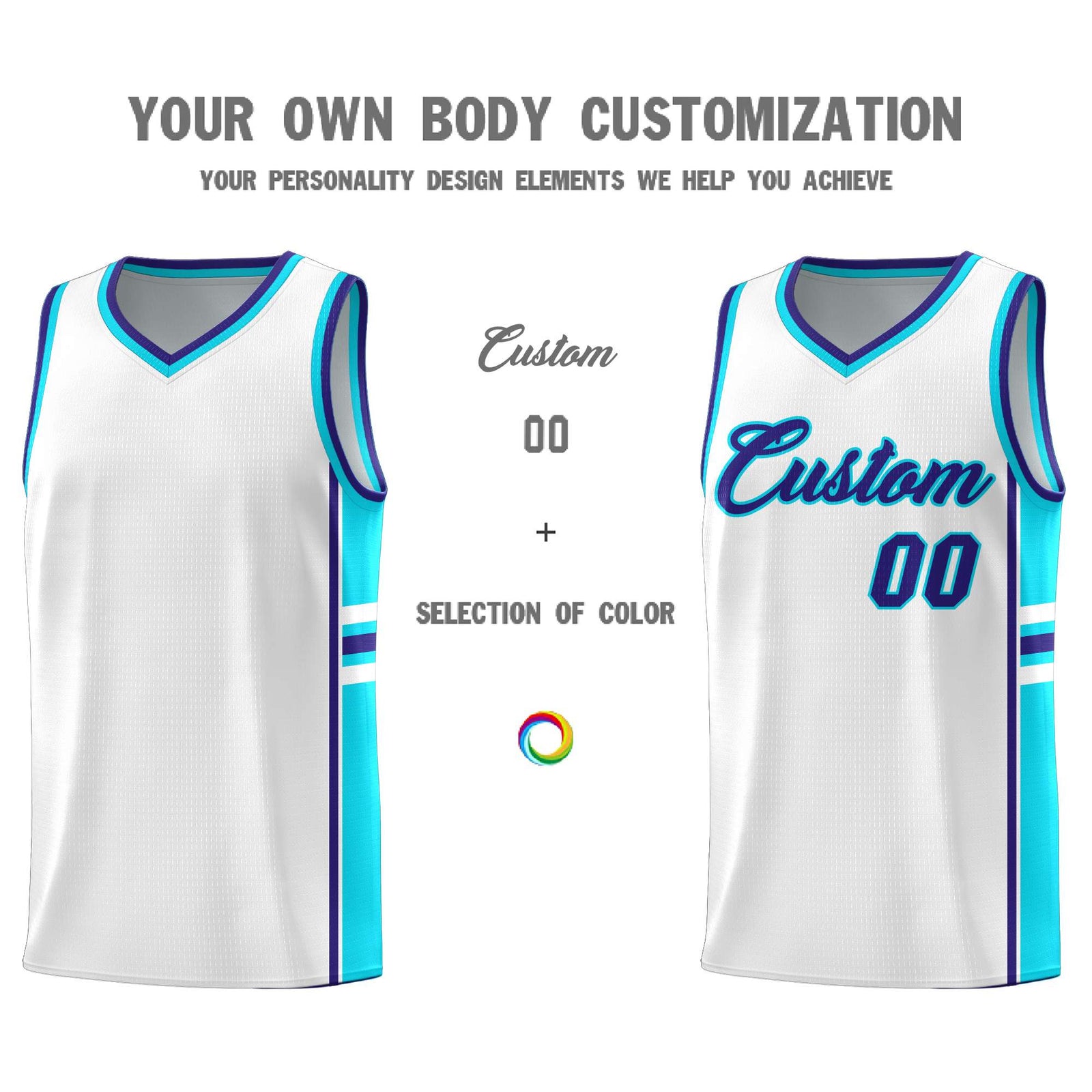 Custom Youth Basketball Jersey - White Royal Personalized Varsity Two-Tone Uniform