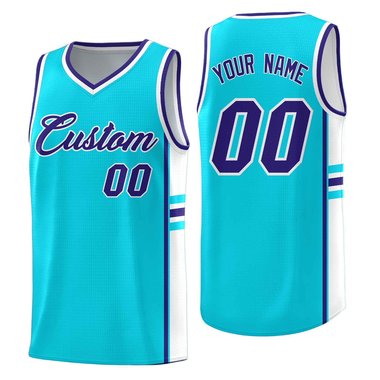 Custom Youth Basketball Jersey - Sky Blue White Two-Tone Classic Varsity Uniform