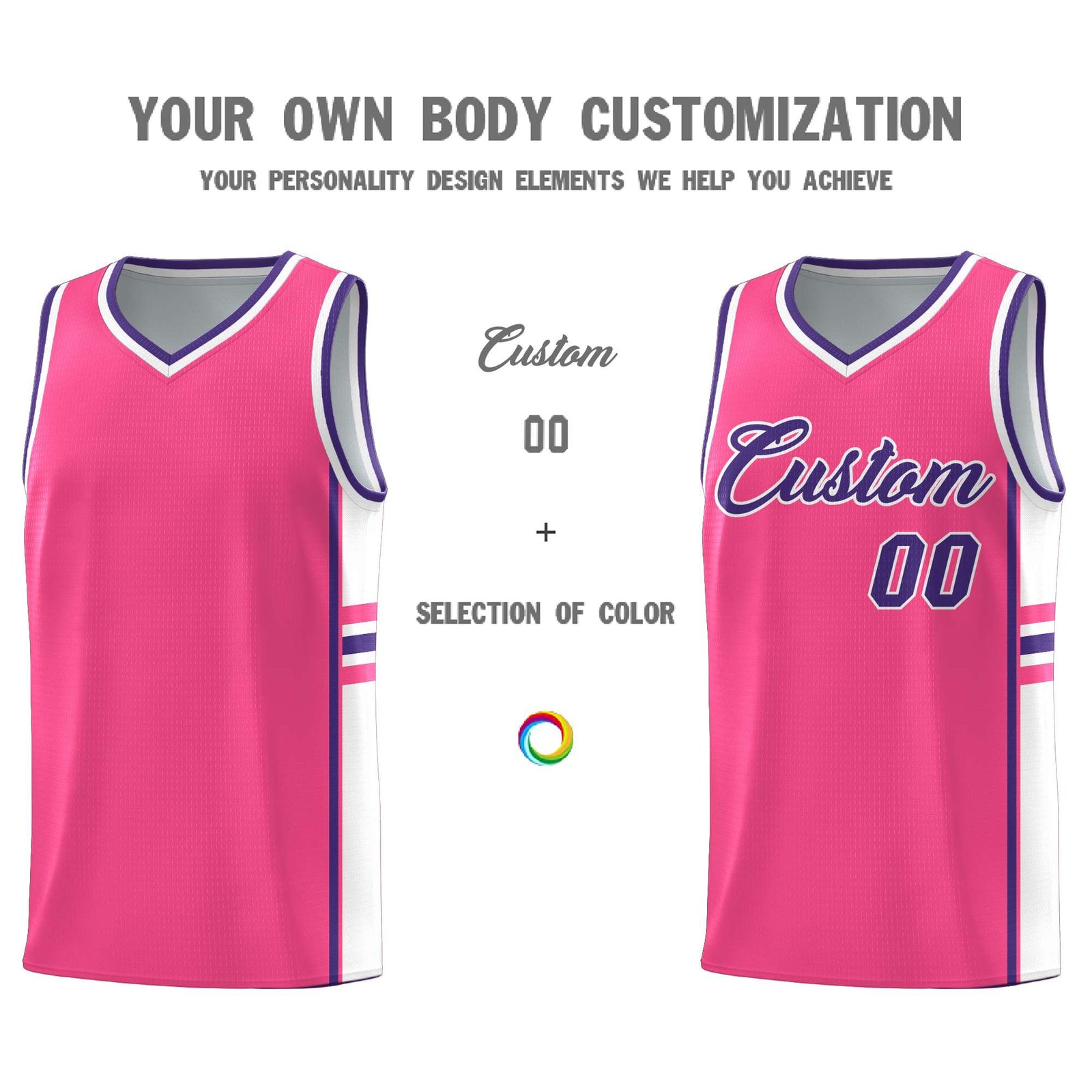 Custom Youth Basketball Jersey - Pink White Two-Tone Varsity Jersey Set