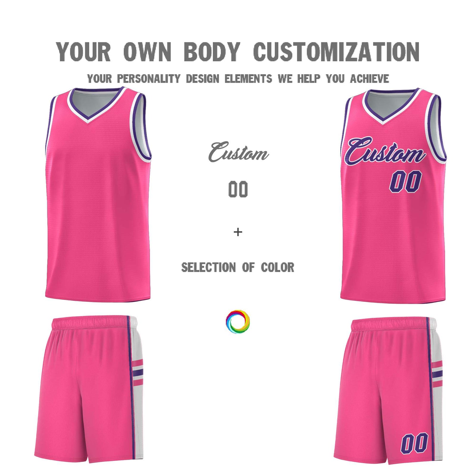 Custom Youth Basketball Jersey - Pink White Two-Tone Varsity Jersey Set