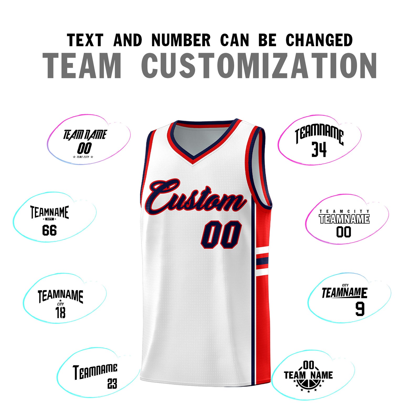 Custom Youth Basketball Jersey - White Red Personalized Varsity Two-Tone Uniform