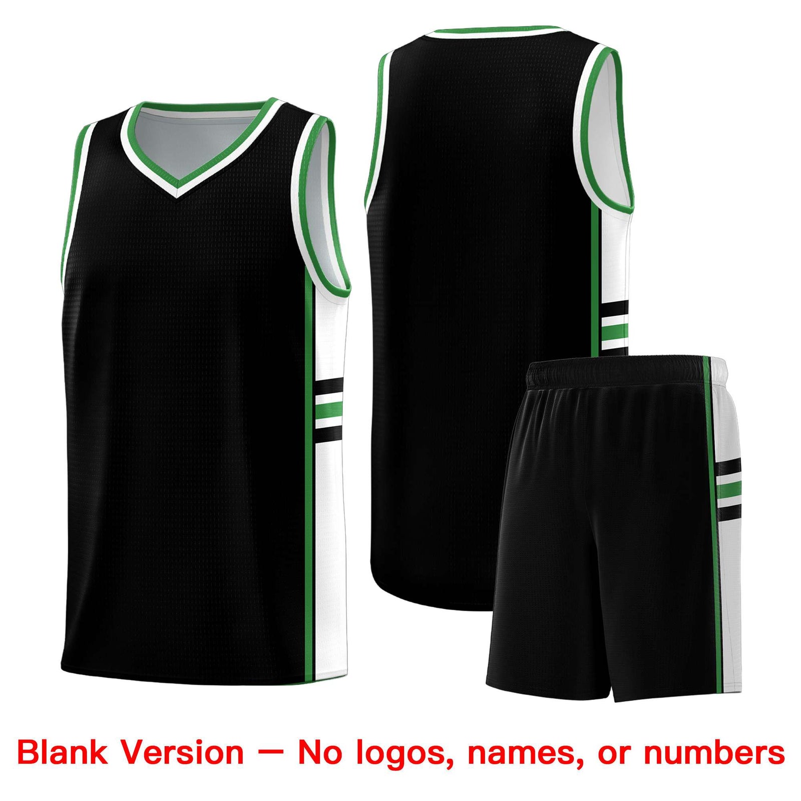 Custom Youth Basketball Jersey - Black Kelly Green Two-Tone Classic Varsity Uniform