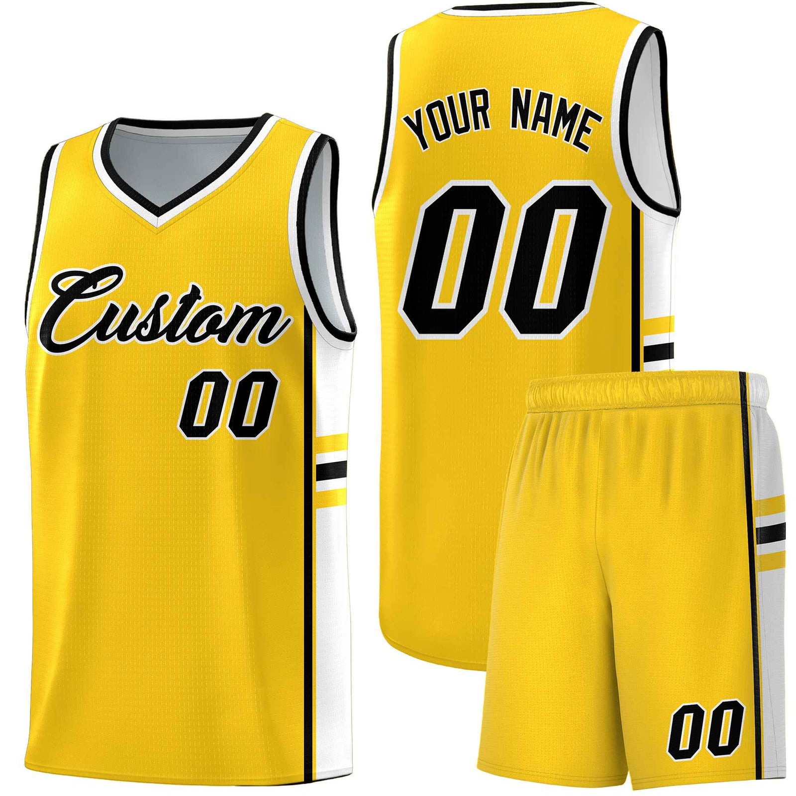 Custom Youth Basketball Jersey - Gold White Two-Tone Classic Varsity Uniform