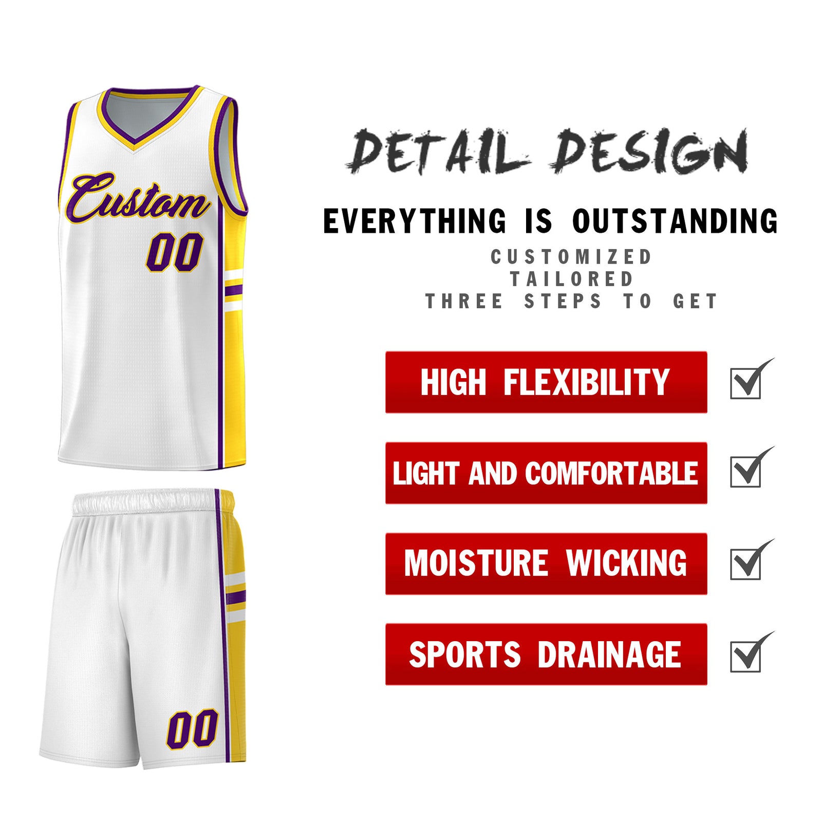 Custom Youth Basketball Jersey - White Gold Personalized Varsity Two-Tone Uniform