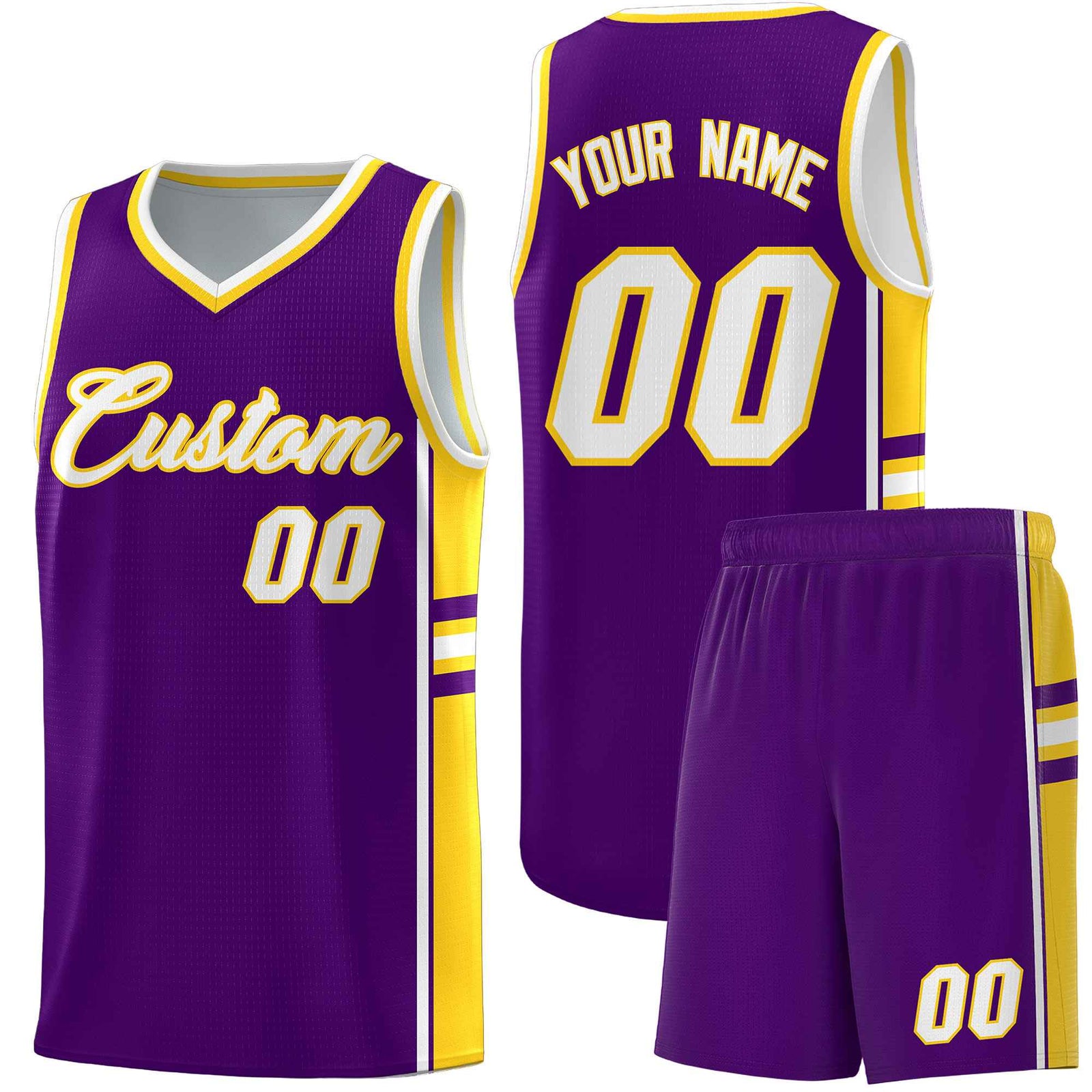 Custom Youth Basketball Jersey - Purple Gold Two-Tone Varsity Jersey Set