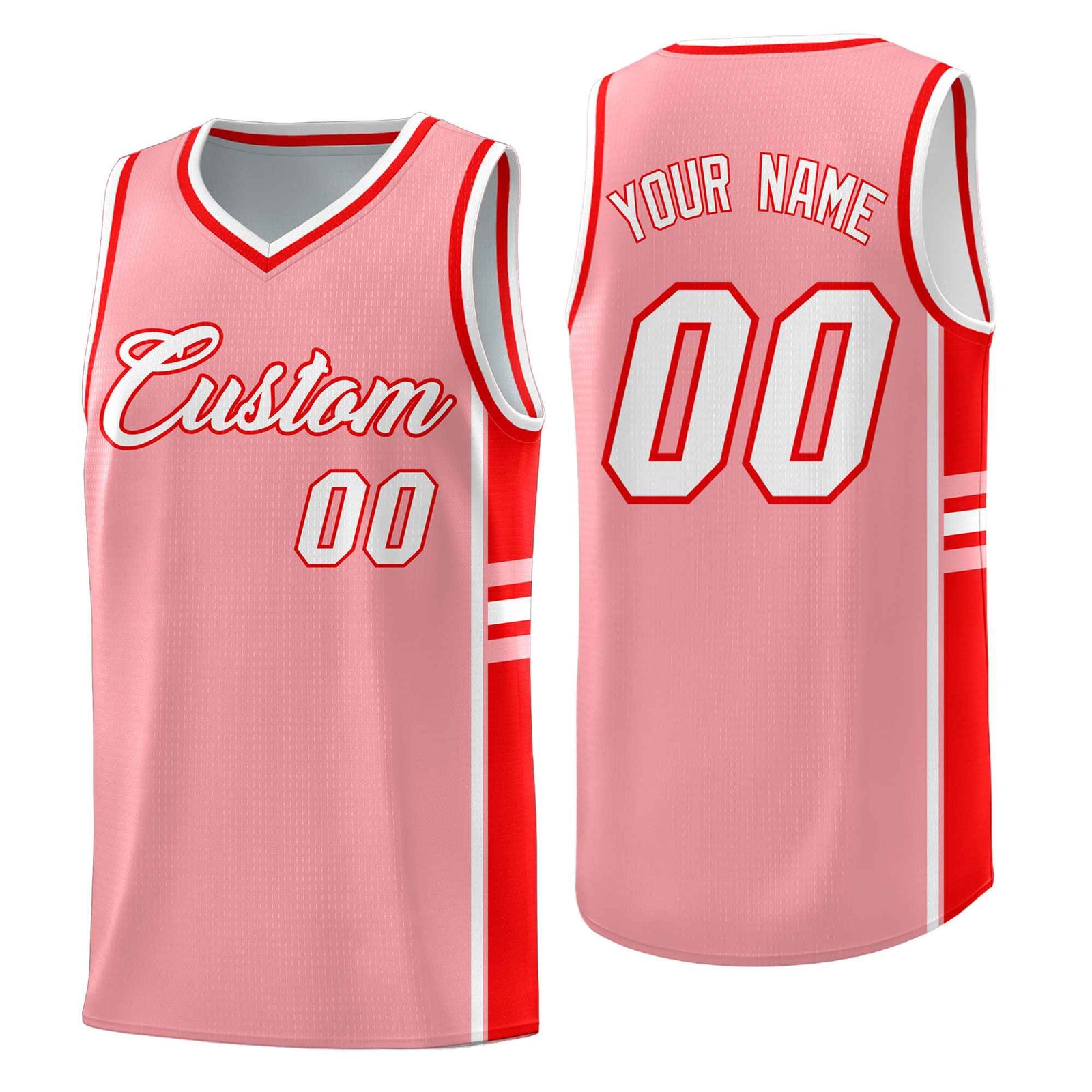 Custom Youth Basketball Jersey - Light Pink Light Red Two-Tone Varsity Jersey Set