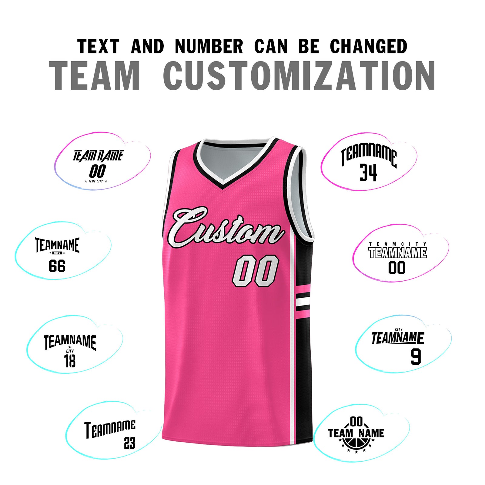 Custom Youth Basketball Jersey - Pink Black Two-Tone Varsity Jersey Set