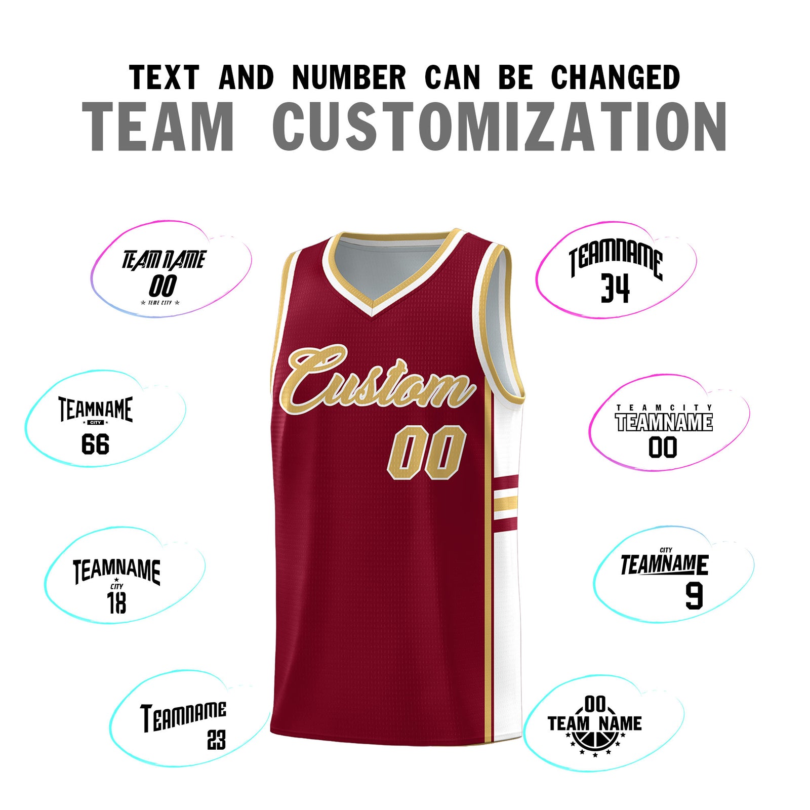 Custom Youth Basketball Jersey - Crimson Old Gold Personalized Varsity Two-Tone Uniform