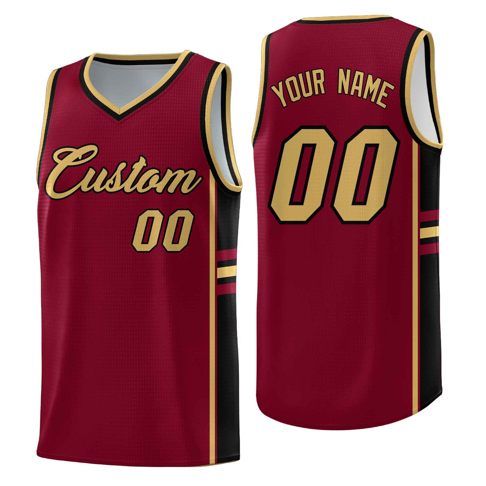 Custom Youth Basketball Jersey - Crimson Black Personalized Varsity Two-Tone Uniform