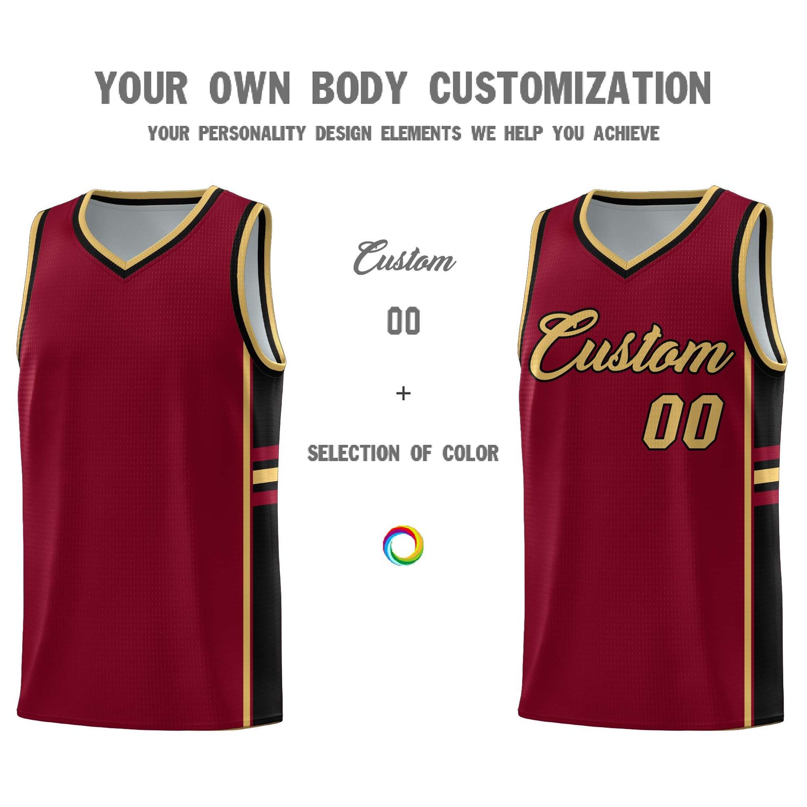 Custom Youth Basketball Jersey - Crimson Black Personalized Varsity Two-Tone Uniform