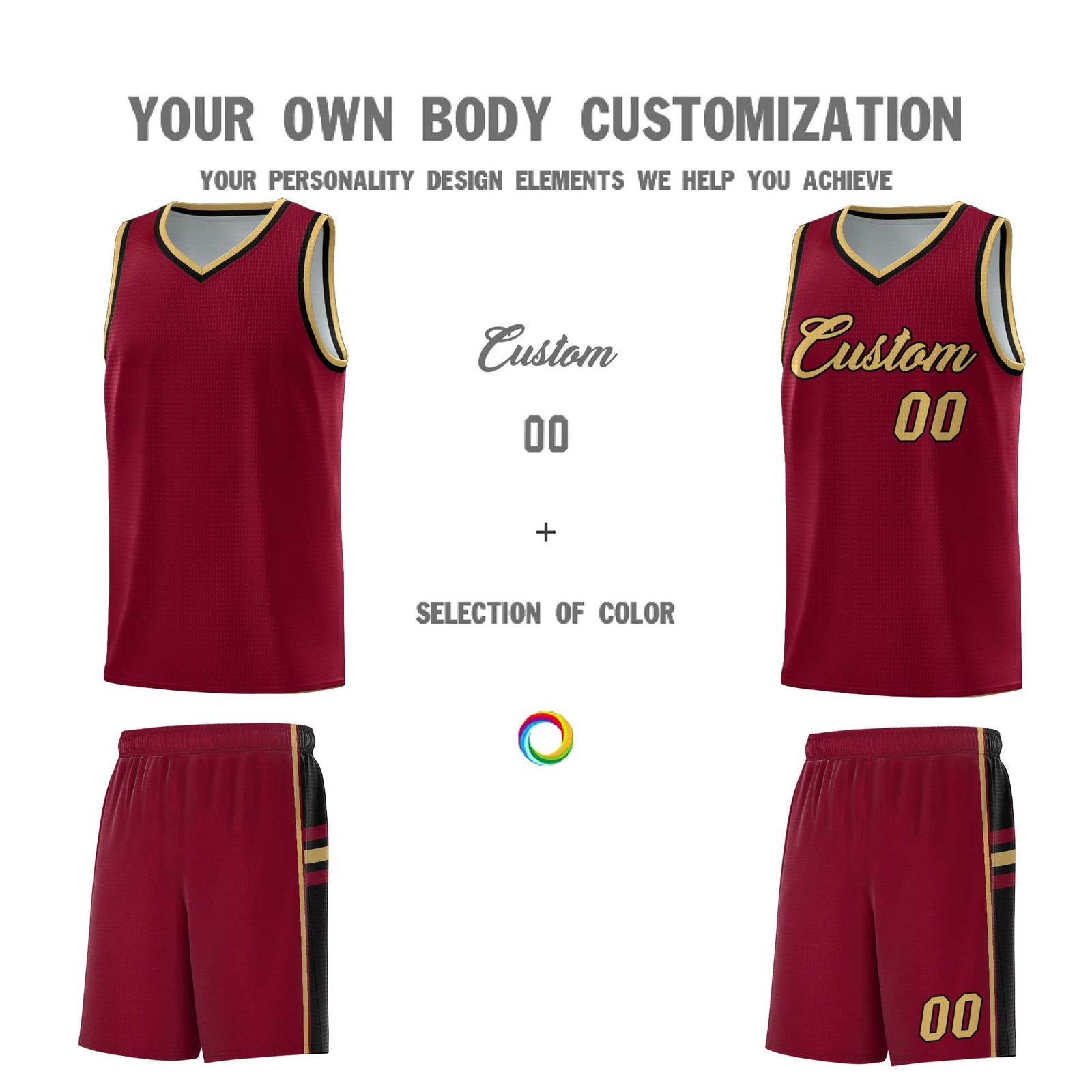 Custom Youth Basketball Jersey - Crimson Black Personalized Varsity Two-Tone Uniform
