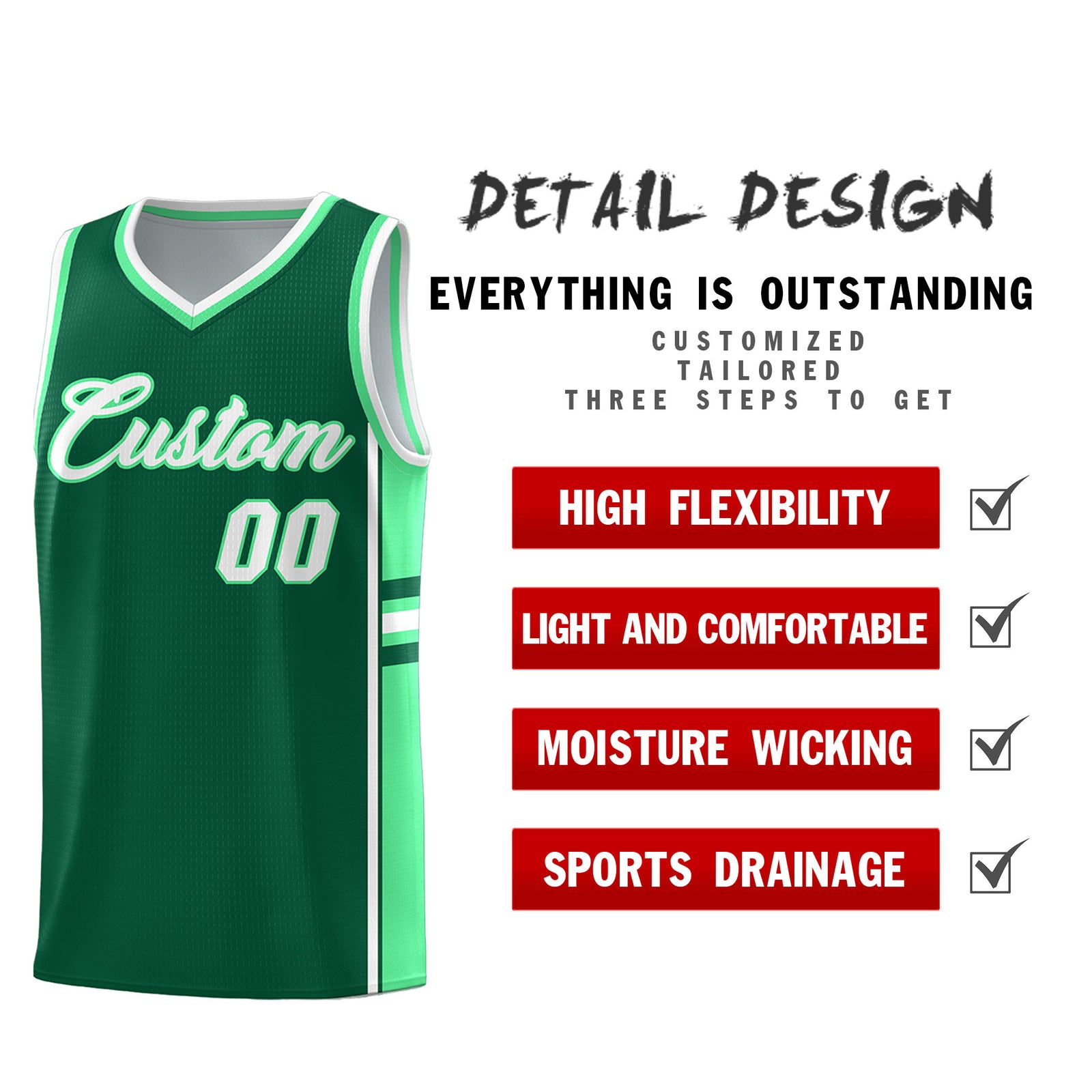 Custom Youth Basketball Jersey - Kelly Green Green Two-Tone Classic Varsity Uniform