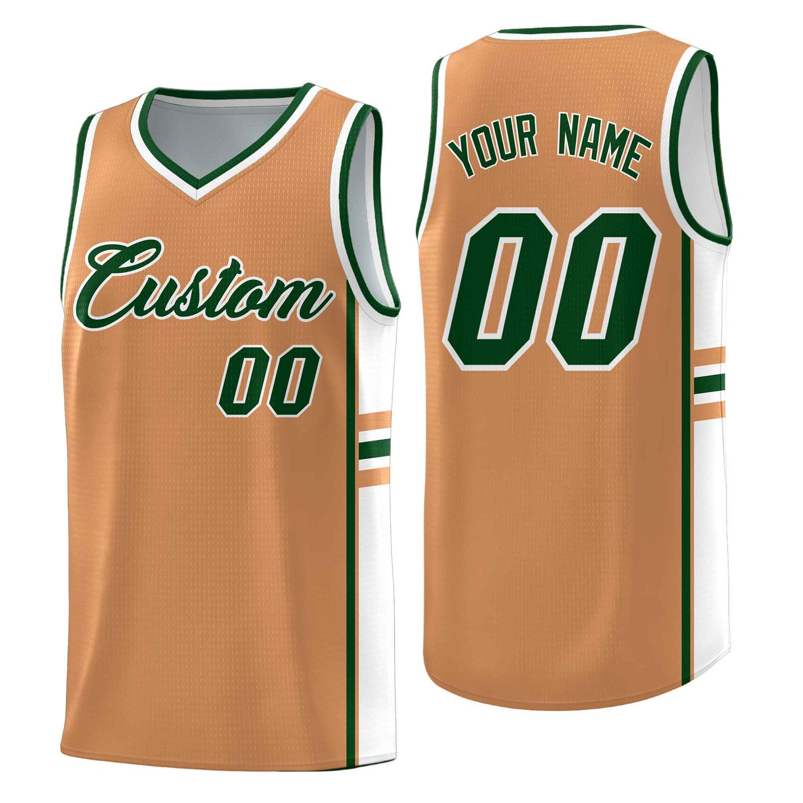 Custom Youth Basketball Jersey - Buckskin Brown White Personalized Varsity Two-Tone Uniform