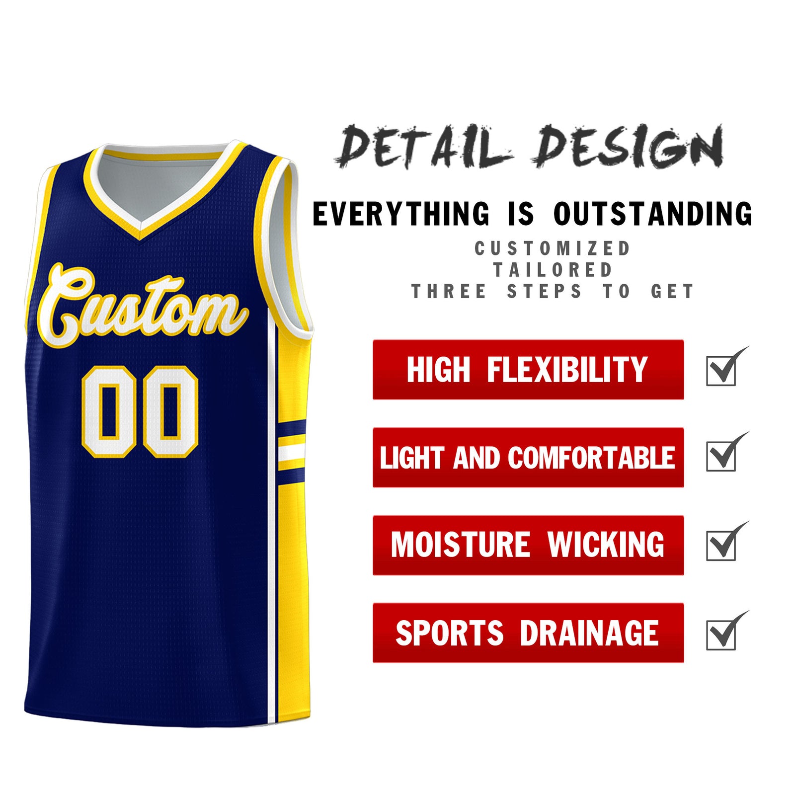 Custom Youth Basketball Jersey - Navy Gold Two-Tone Varsity Jersey Set