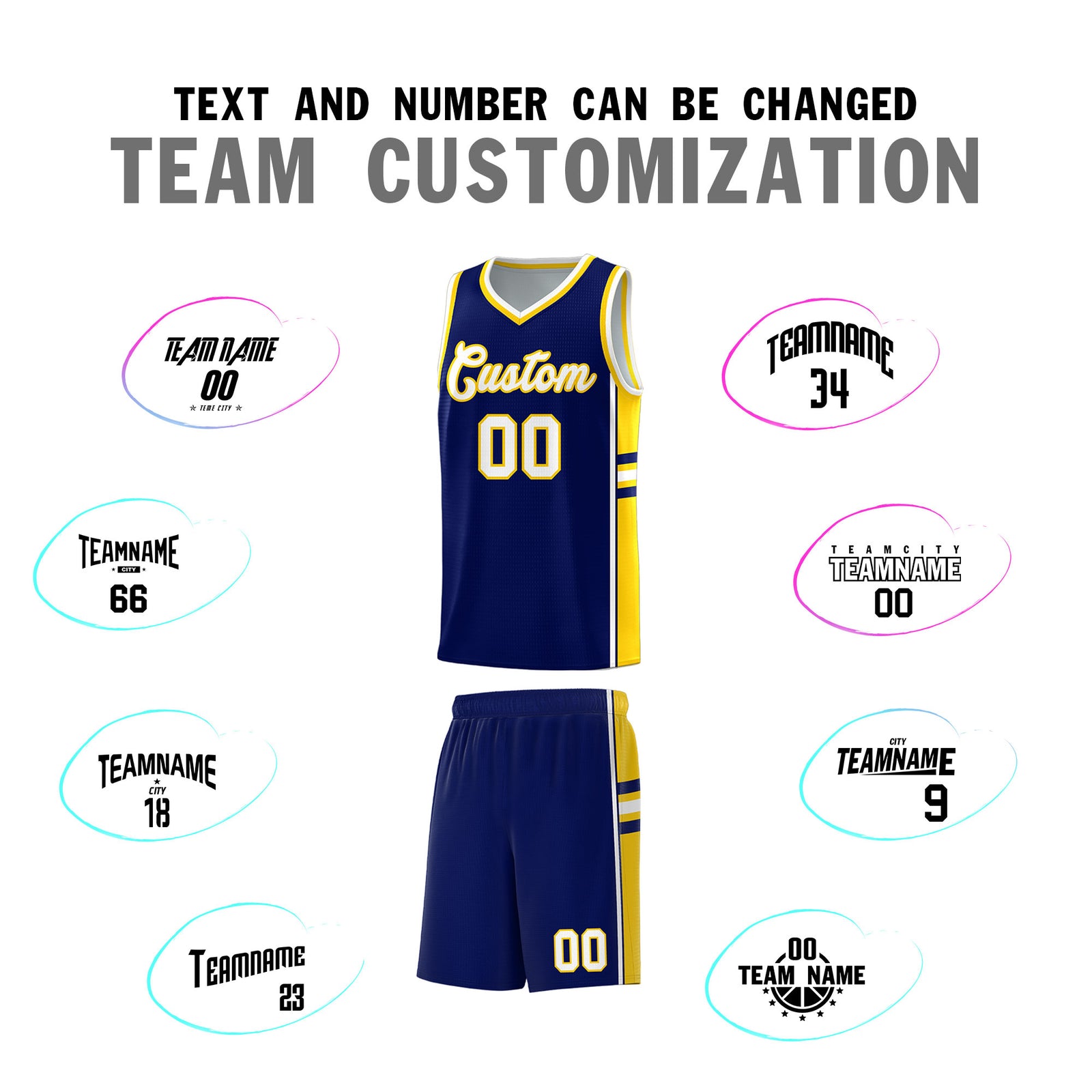 Custom Youth Basketball Jersey - Navy Gold Two-Tone Varsity Jersey Set