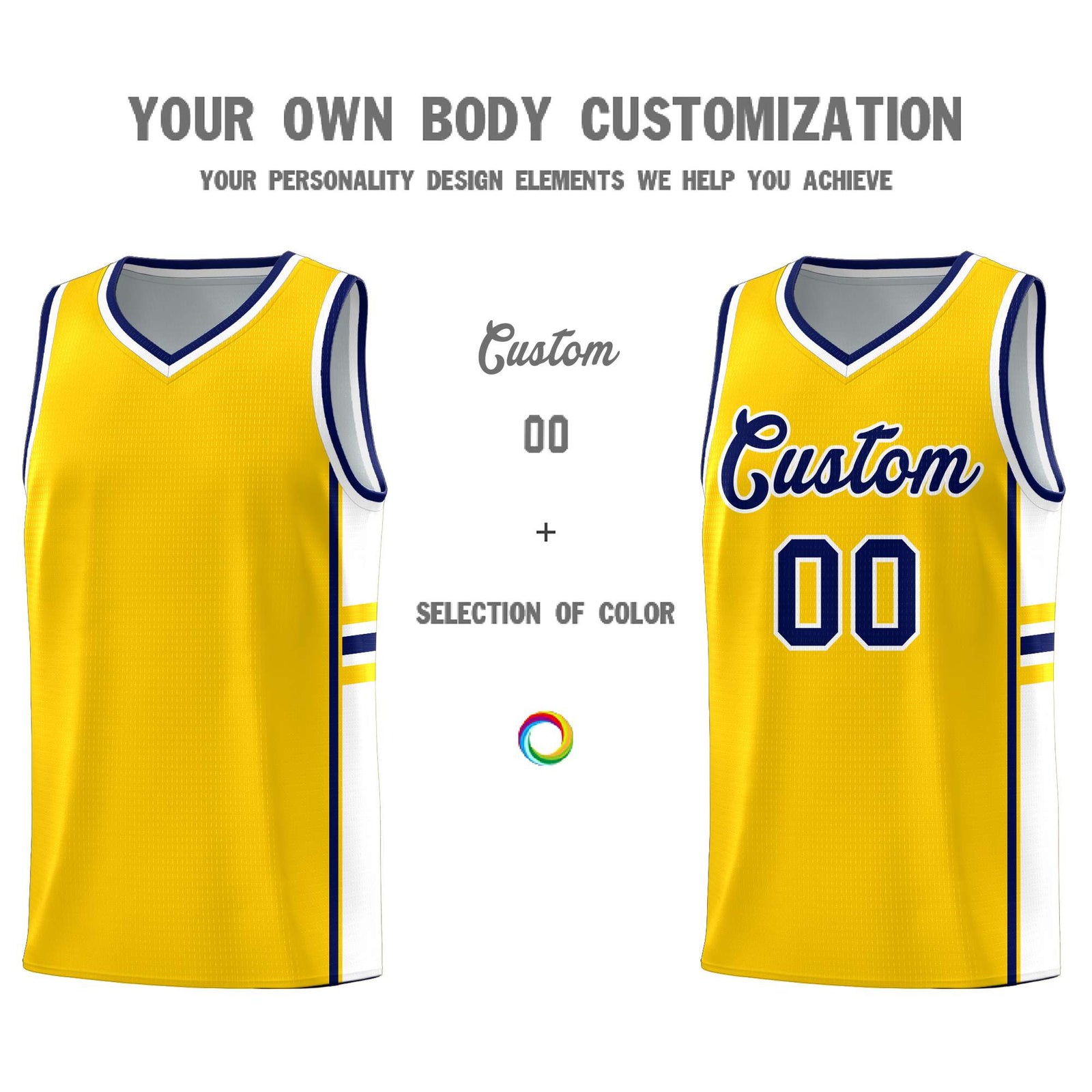 Custom Youth Basketball Jersey - Gold White Two-Tone Classic Varsity Uniform