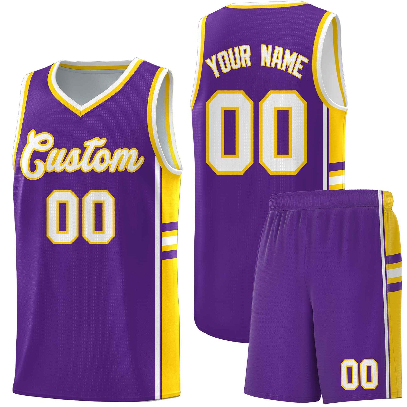 Custom Youth Basketball Jersey - Purple Gold Two-Tone Varsity Jersey Set