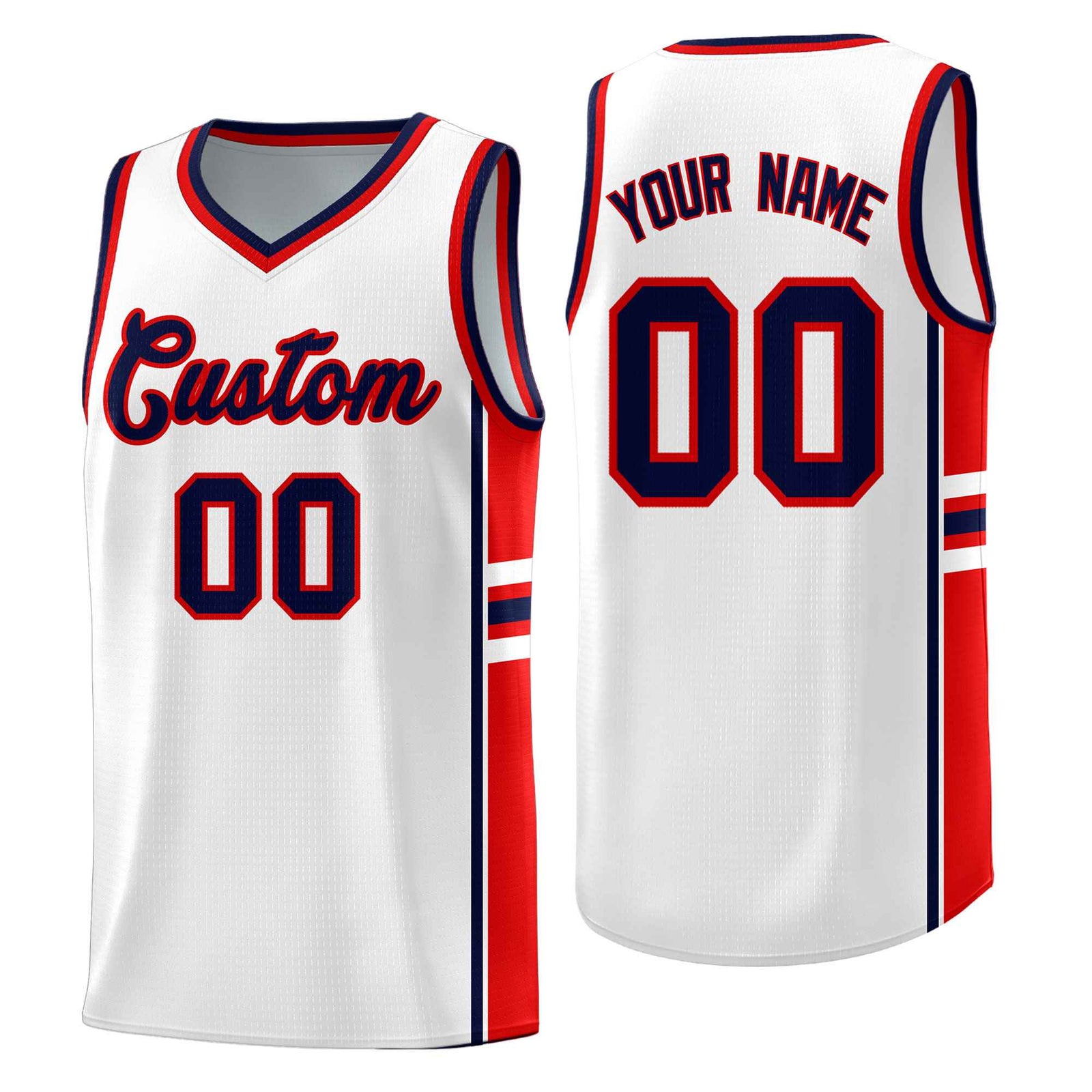 Custom Youth Basketball Jersey - White Red Personalized Varsity Two-Tone Uniform