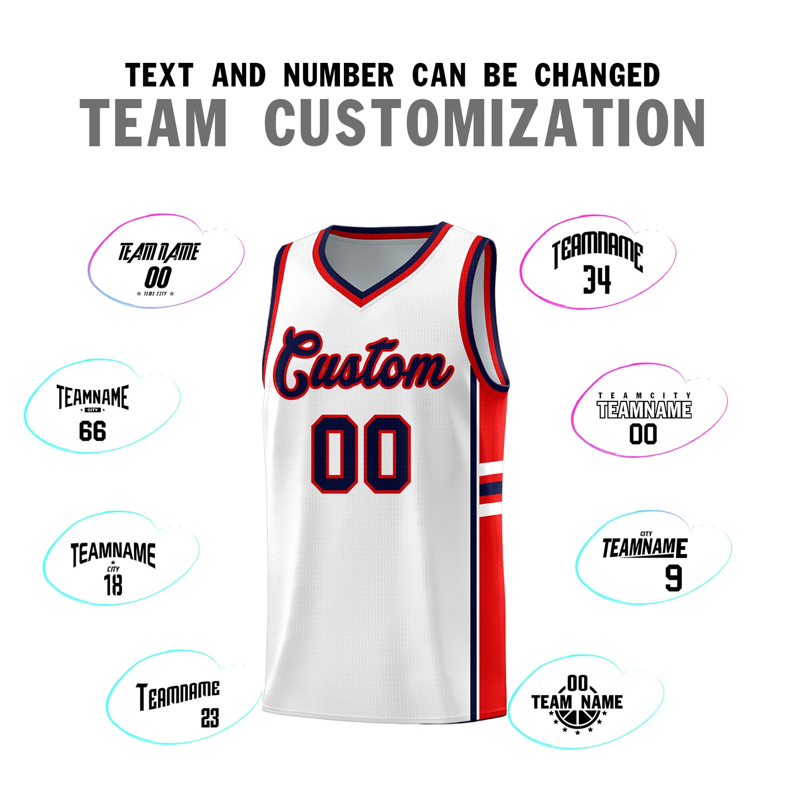 Custom Youth Basketball Jersey - White Red Personalized Varsity Two-Tone Uniform