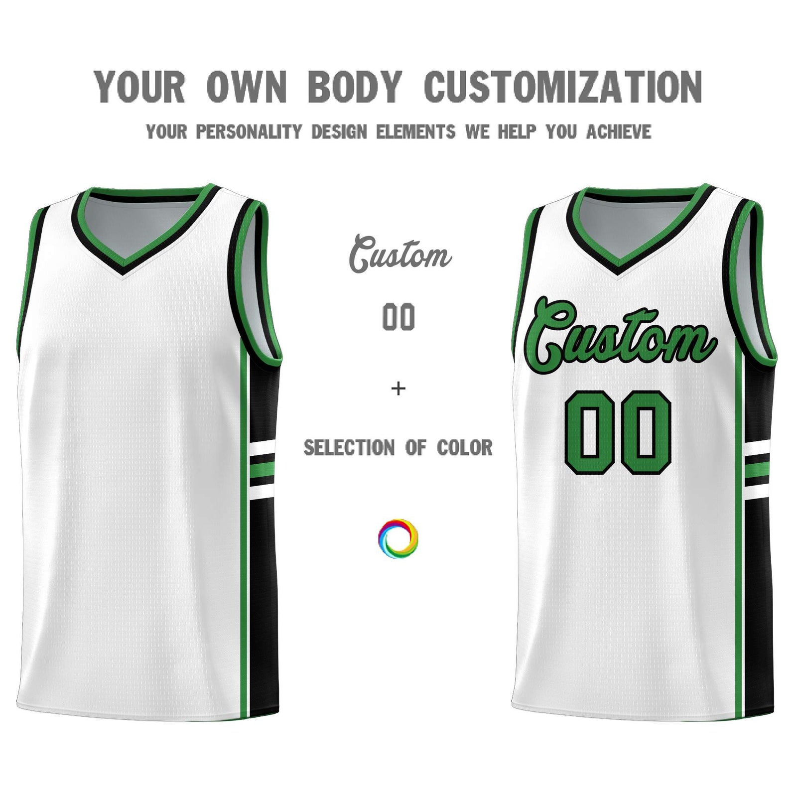Custom Youth Basketball Jersey - White Kelly Green Two-Tone Varsity Jersey Set