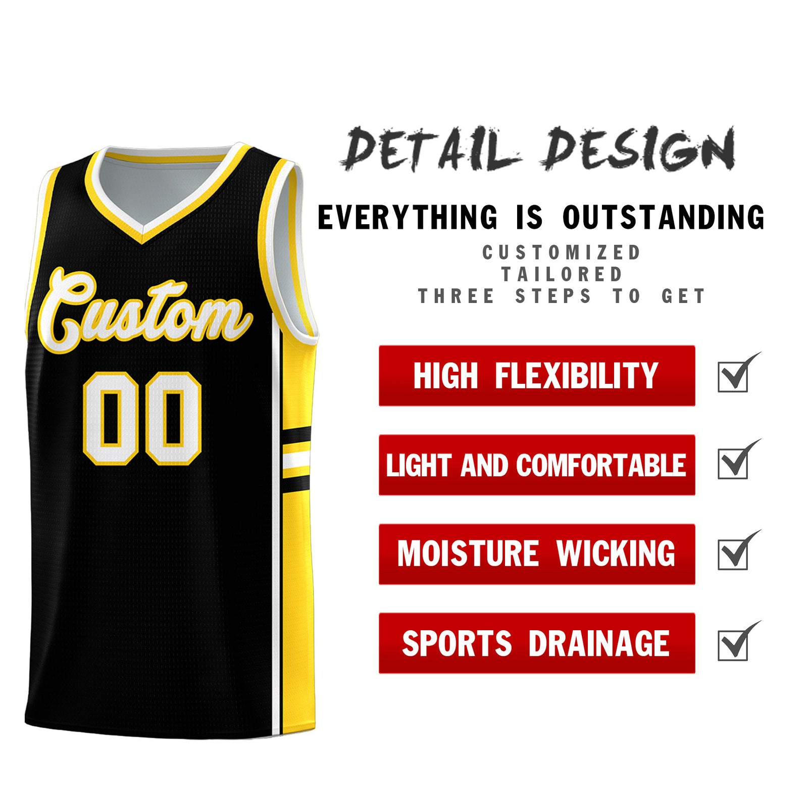 Custom Youth Basketball Jersey - Black Gold Two-Tone Varsity Jersey Set