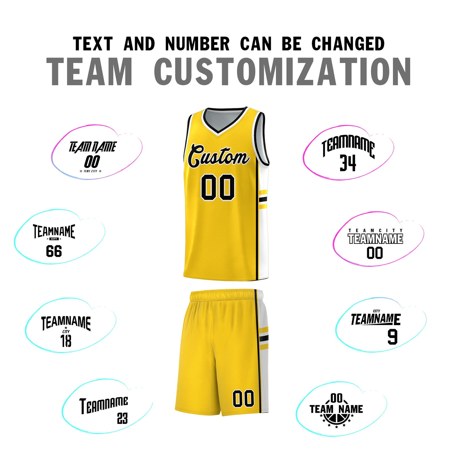 Custom Youth Basketball Jersey - Gold White Two-Tone Classic Varsity Uniform