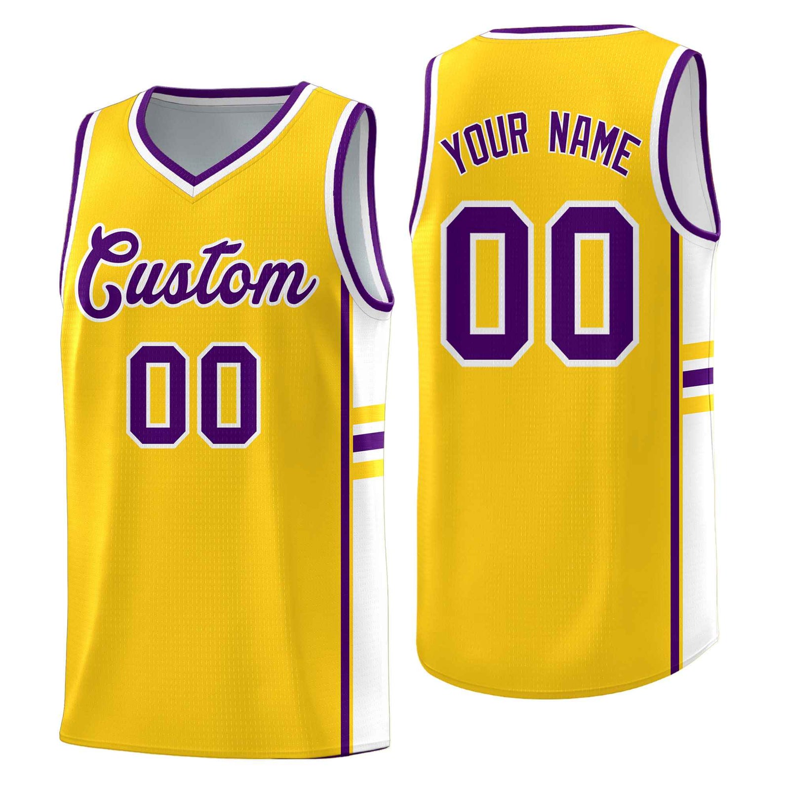 Custom Youth Basketball Jersey - Gold White Two-Tone Classic Varsity Uniform