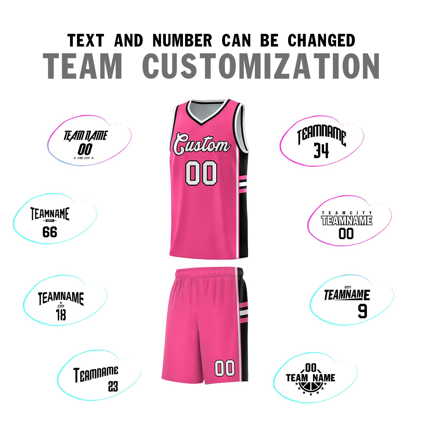 Custom Youth Basketball Jersey - Pink Black Two-Tone Varsity Jersey Set