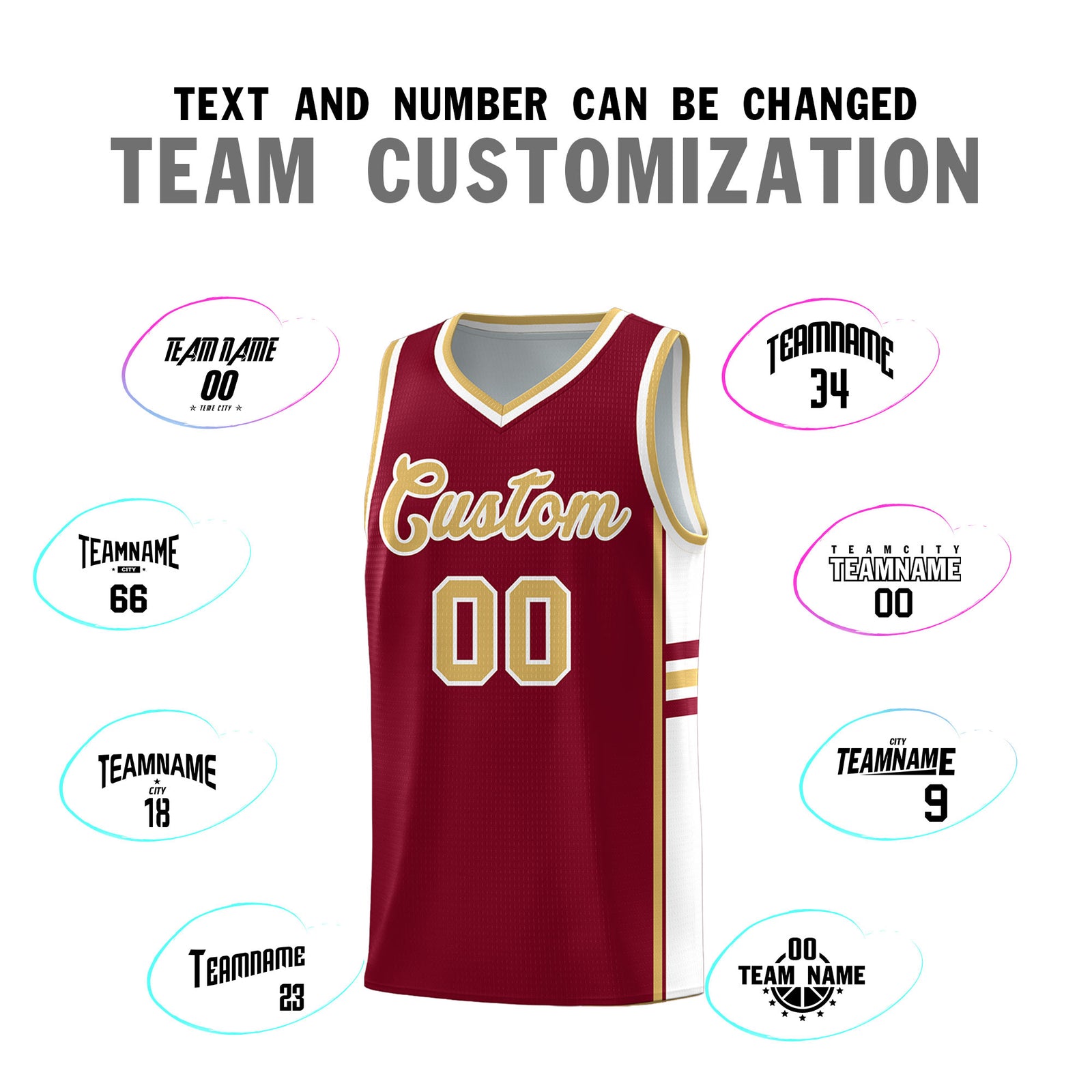 Custom Youth Basketball Jersey - Crimson Old Gold Personalized Varsity Two-Tone Uniform