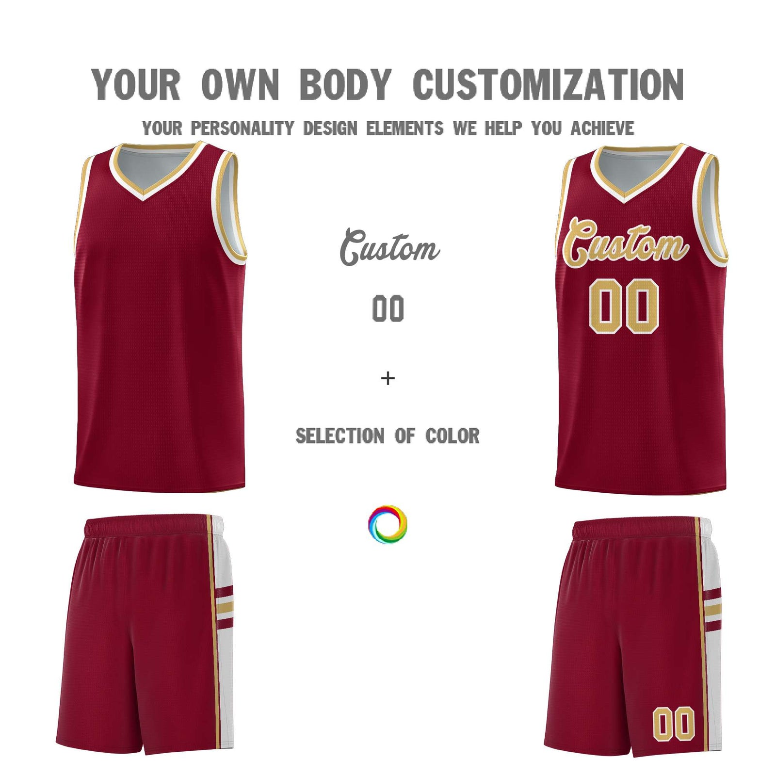 Custom Youth Basketball Jersey - Crimson Old Gold Personalized Varsity Two-Tone Uniform