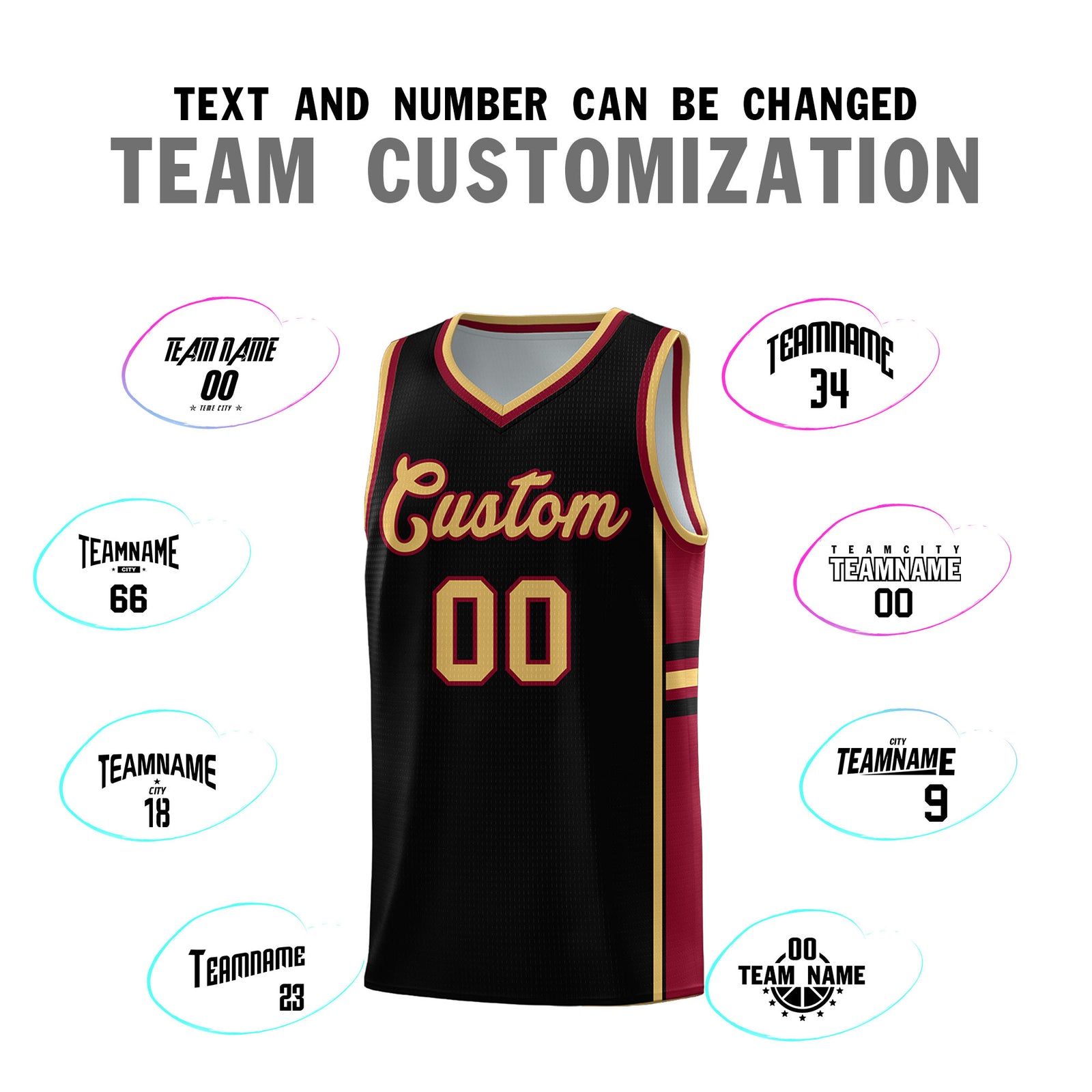 Custom Youth Basketball Jersey - Black Crimson Two-Tone Varsity Jersey Set