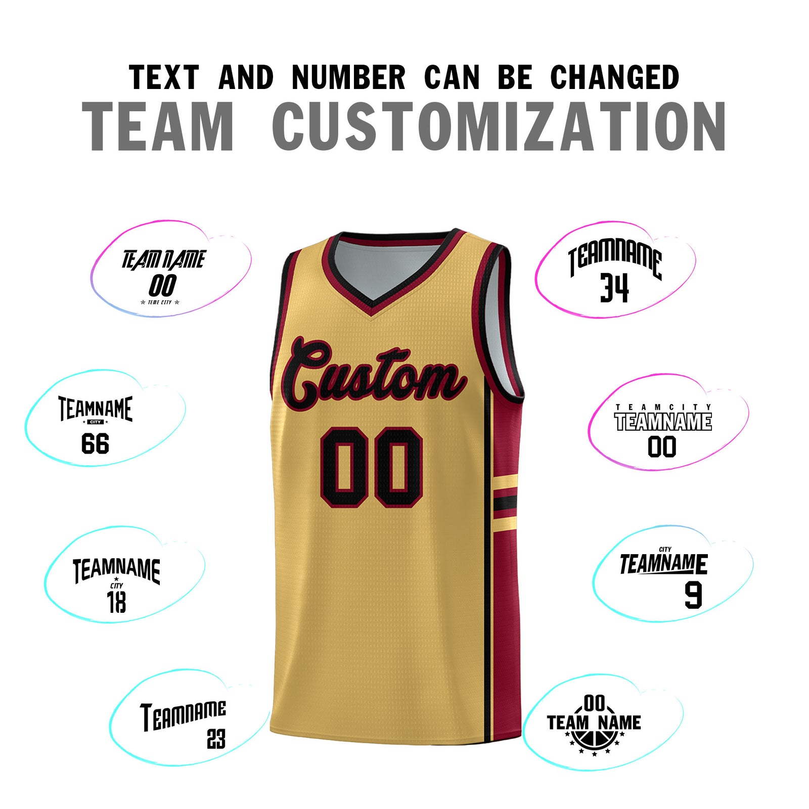 Custom Youth Basketball Jersey - Old Gold Crimson Two-Tone Classic Varsity Uniform