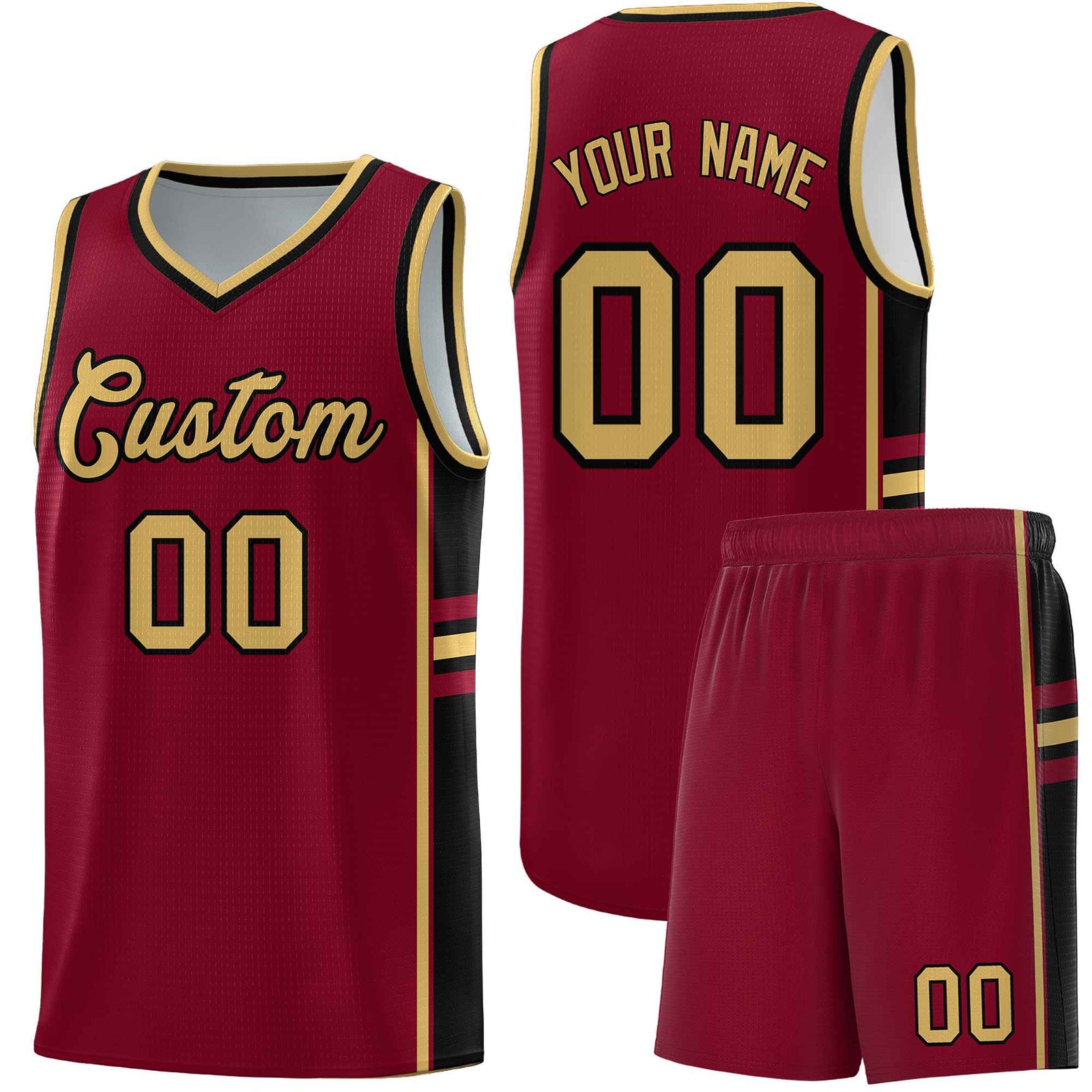 Custom Youth Basketball Jersey - Crimson Black Personalized Varsity Two-Tone Uniform