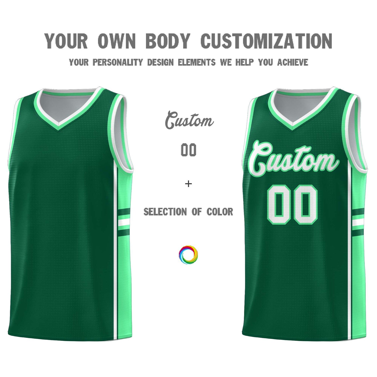Custom Youth Basketball Jersey - Kelly Green Green Two-Tone Classic Varsity Uniform