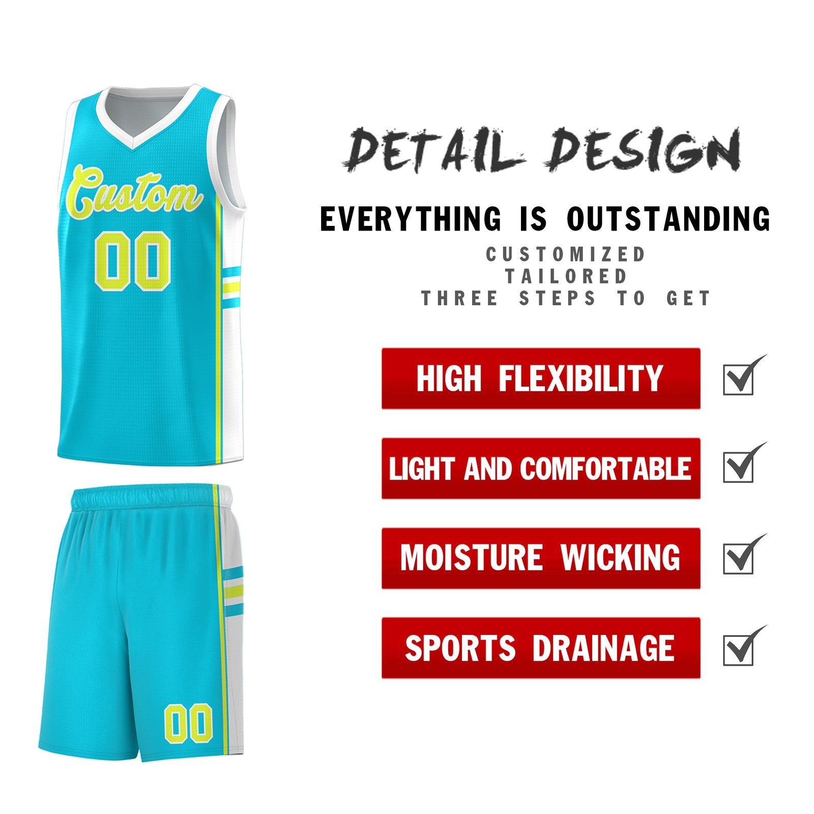 Custom Youth Basketball Jersey - Sky Blue White Personalized Varsity Two-Tone Uniform