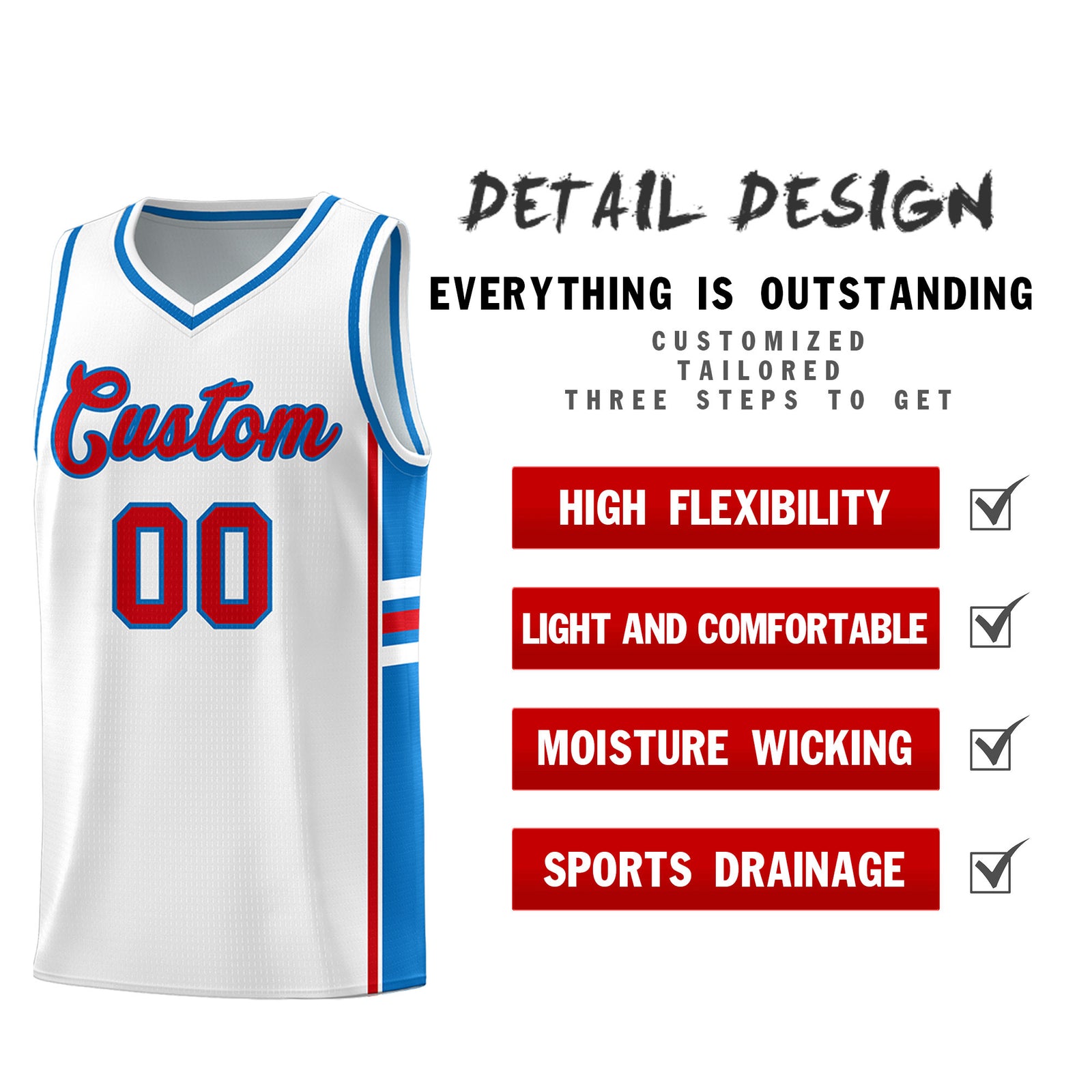 Custom Youth Basketball Jersey - White Royal Two-Tone Varsity Jersey Set