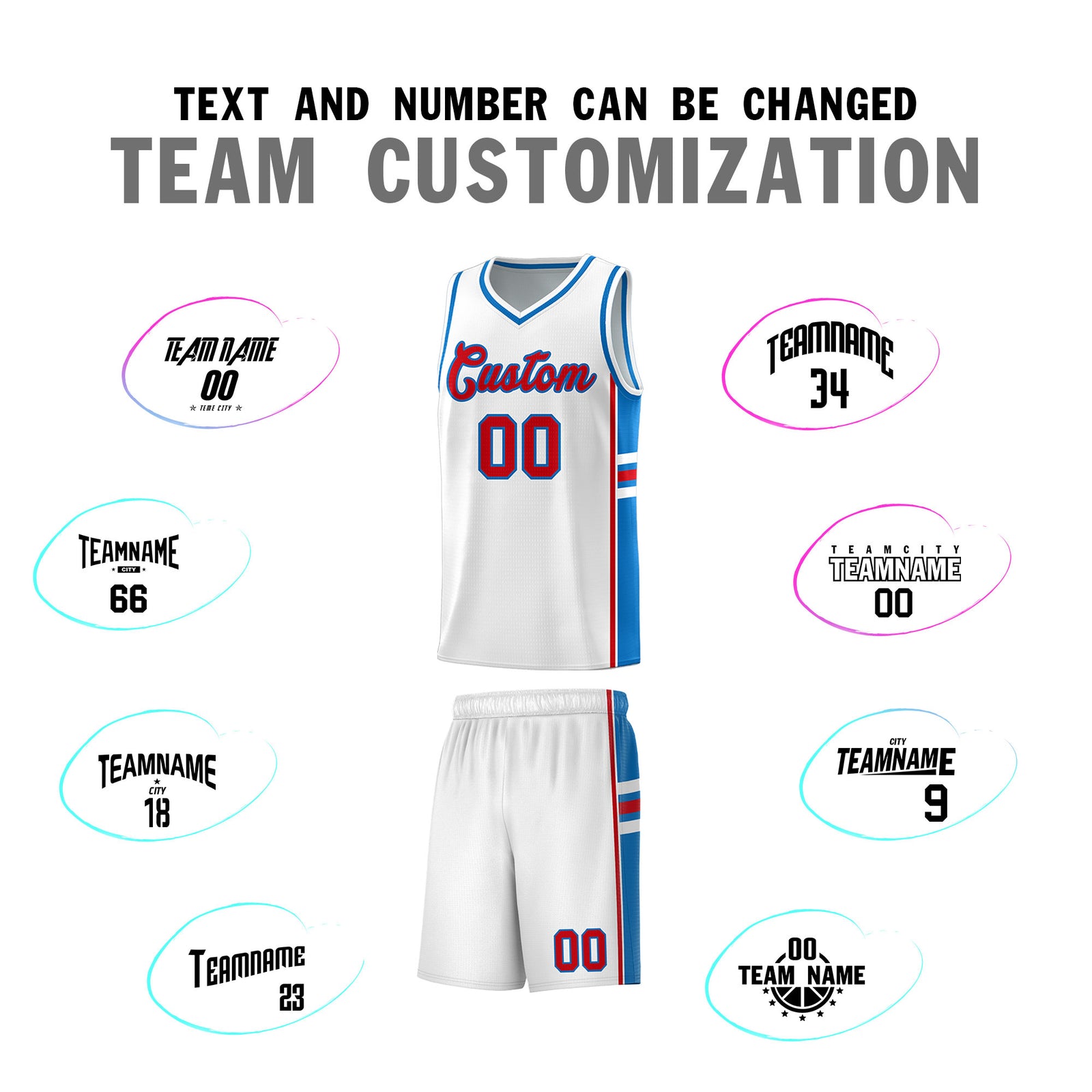Custom Youth Basketball Jersey - White Royal Two-Tone Varsity Jersey Set