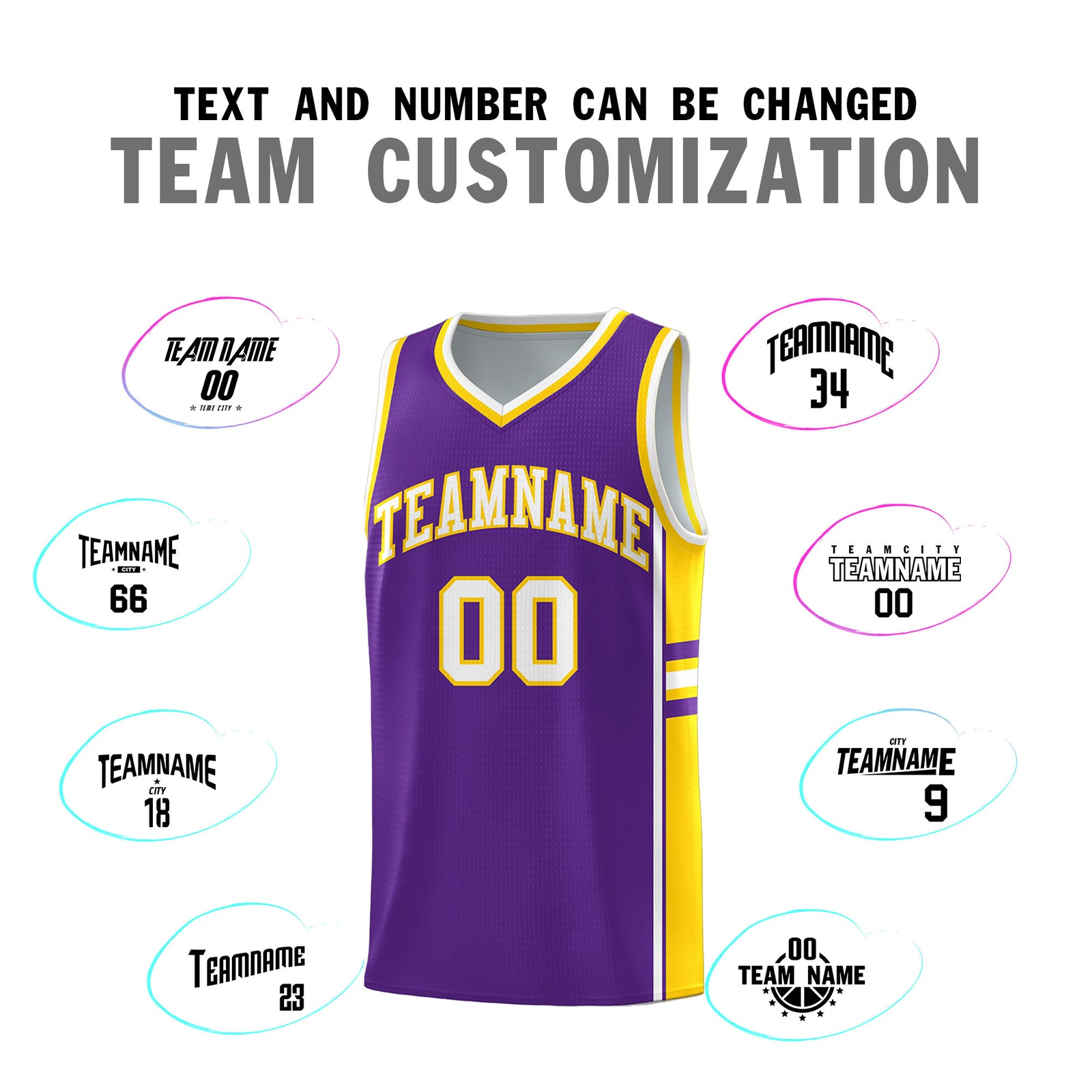 Custom Youth Basketball Jersey - Purple Gold Two-Tone Varsity Jersey Set