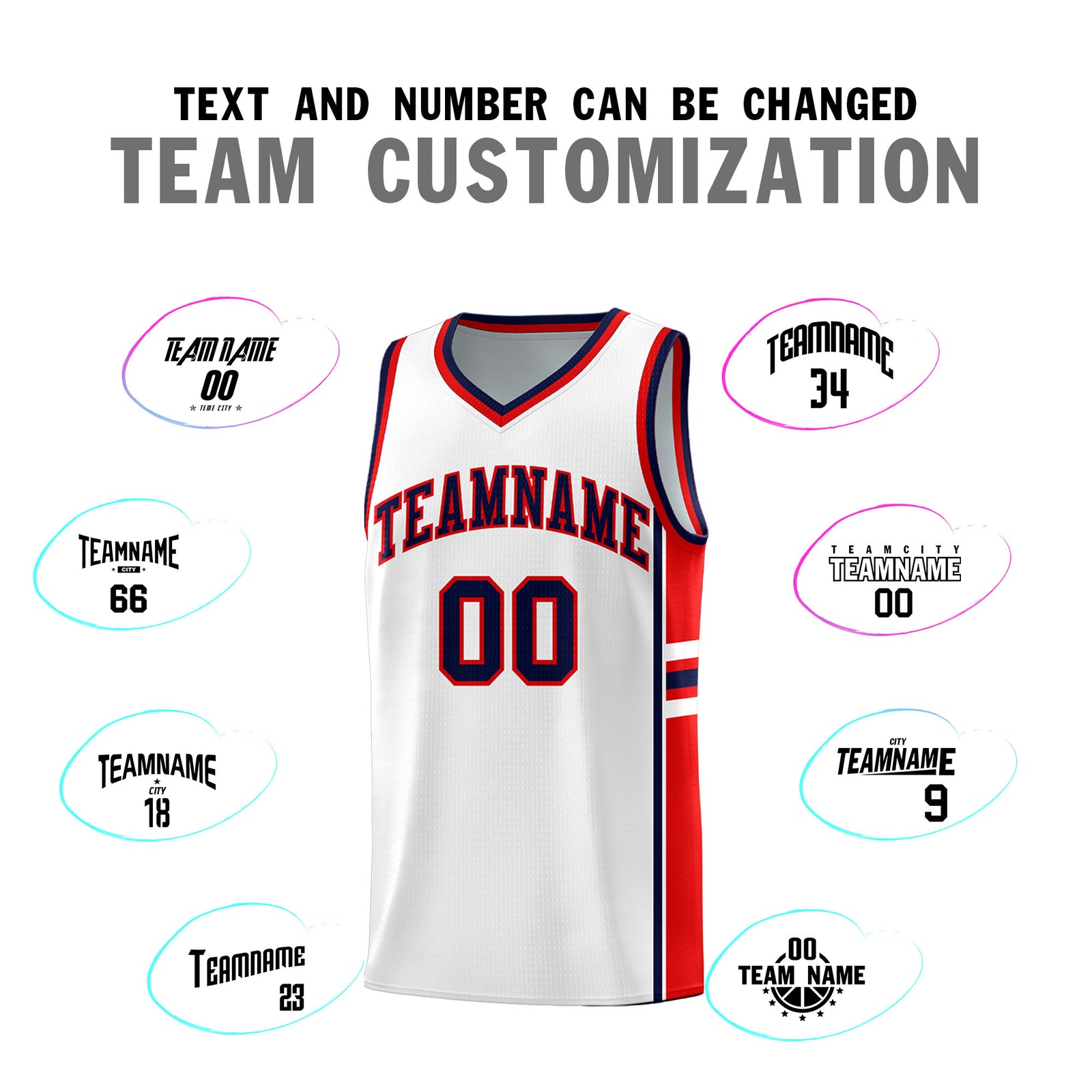 Custom Youth Basketball Jersey - White Red Personalized Varsity Two-Tone Uniform
