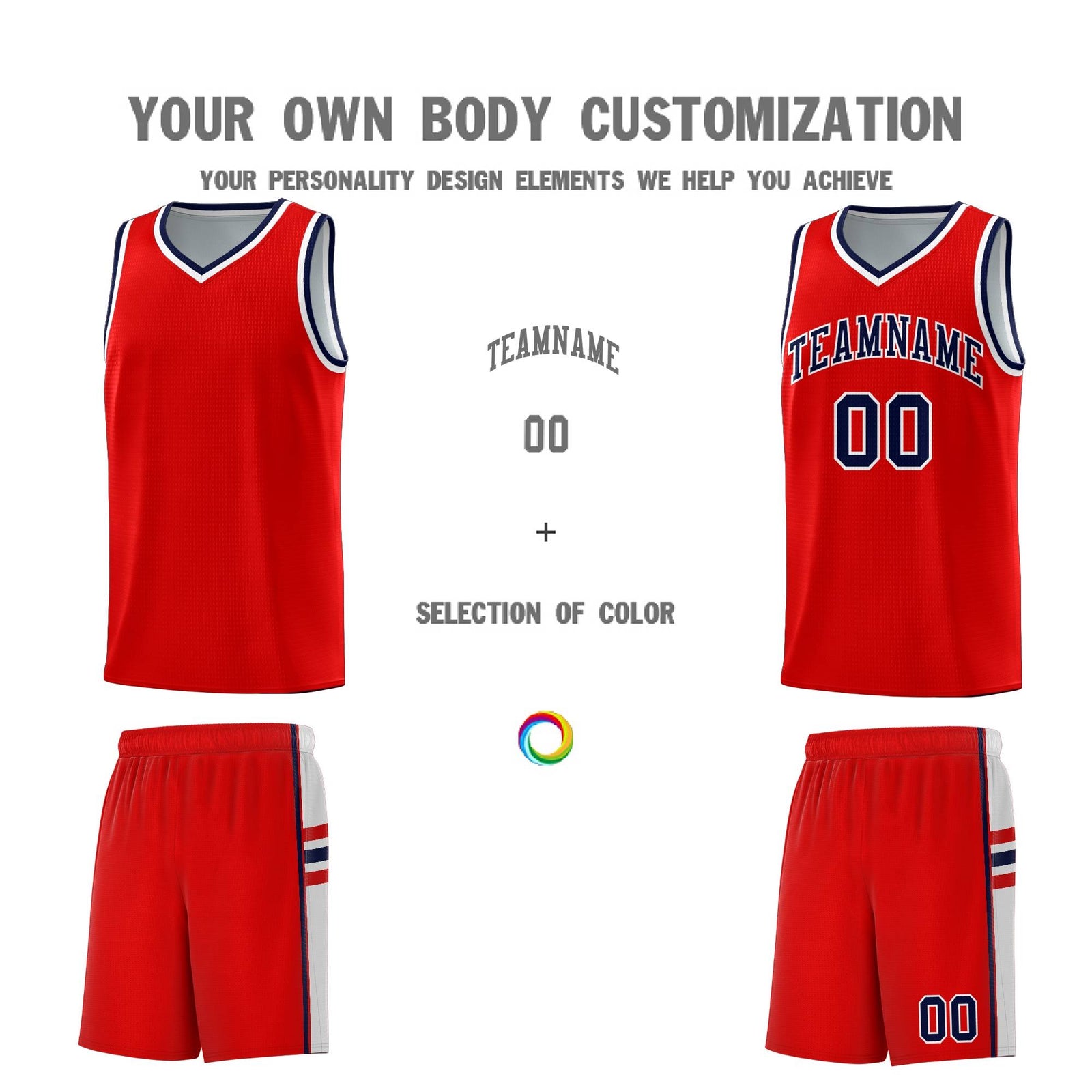 Custom Youth Basketball Jersey - Red White Two-Tone Classic Varsity Uniform