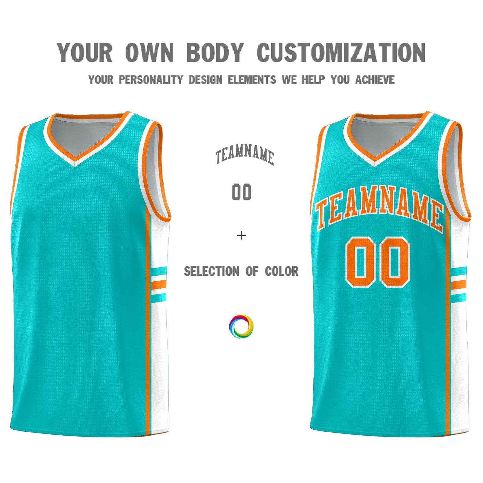 Custom Youth Basketball Jersey - Aqua White Two-Tone Classic Varsity Uniform