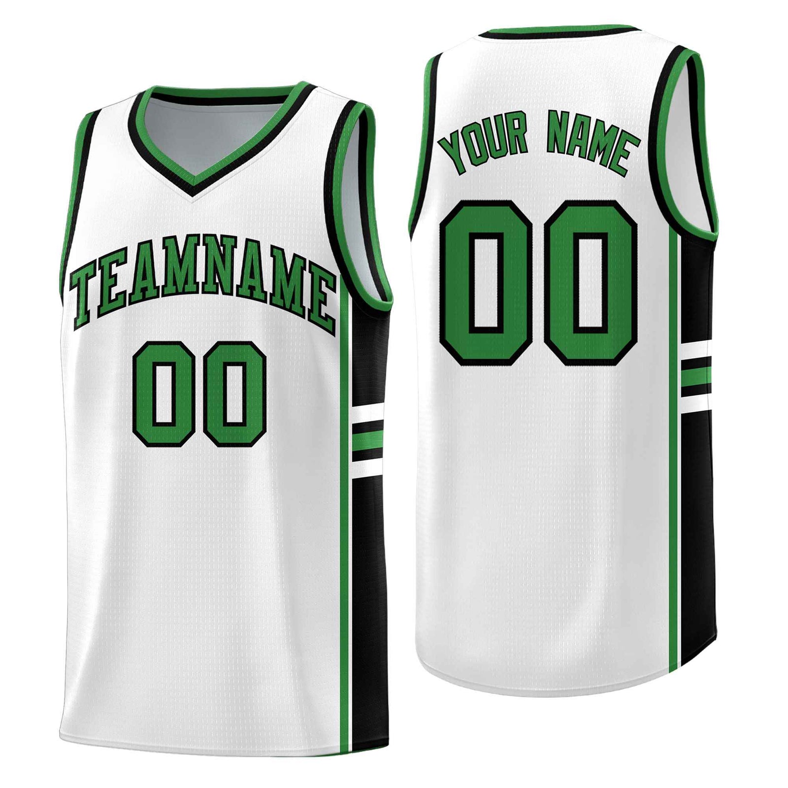 Custom Youth Basketball Jersey - White Kelly Green Two-Tone Varsity Jersey Set
