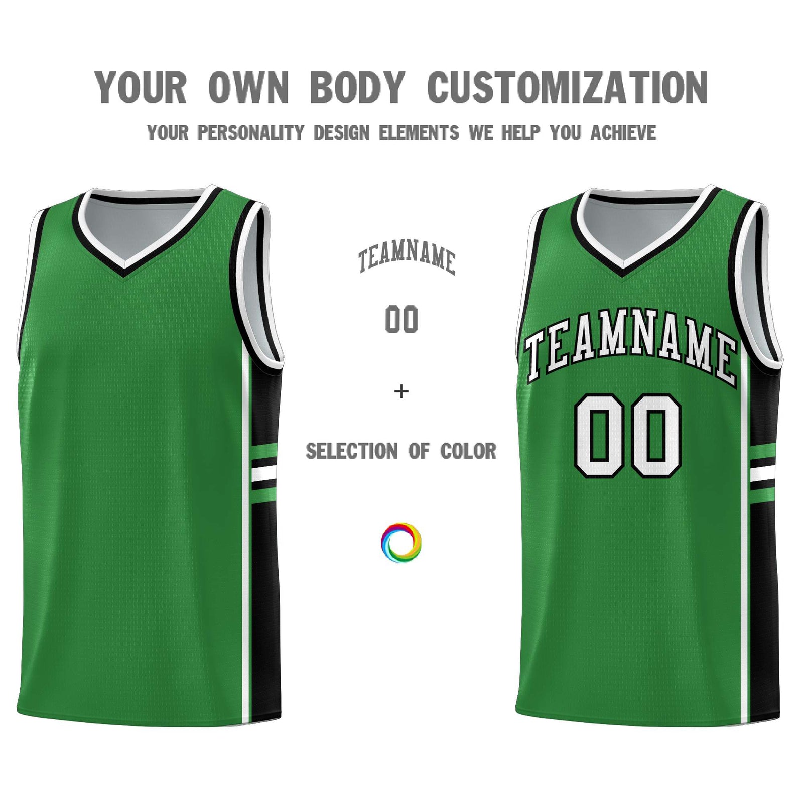 Custom Youth Basketball Jersey - Kelly Green Black Two-Tone Varsity Jersey Set